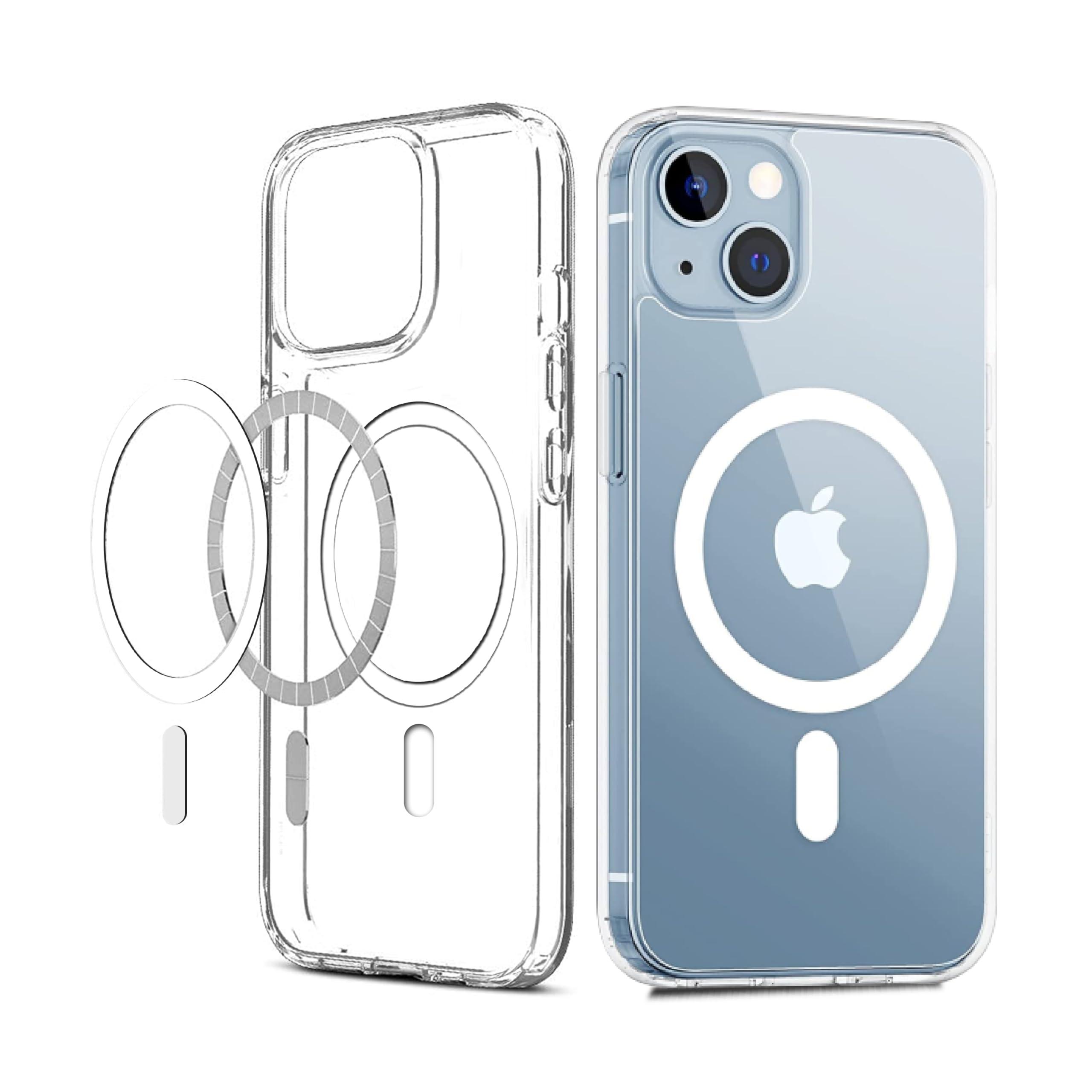 CEDO Cover for iPhone 13/14 | Compatible with MagSafe Wireless Charging | Designed with Magnetic Lock Shockproof Phone Bumper Transparent Back Case Cover (Transparent)