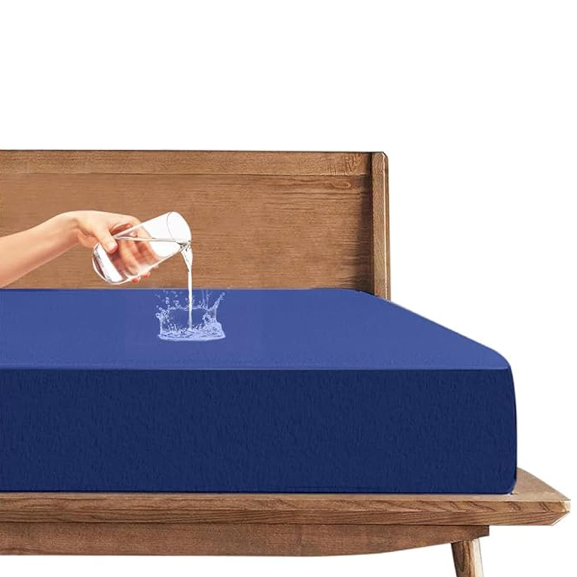 Trance Cotton Feel Terry 80 x 60 inch Ultra Soft Waterproof Mattress Protector | Breathable - Hypoallergenic Fitted Style Mattresses Cover (80x60 inch | 6.66x5 feet, Classic Blue - Pack of 1)