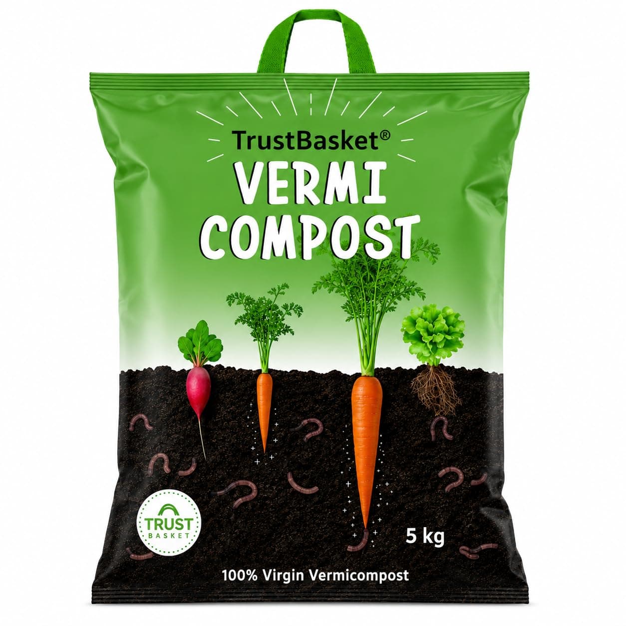 TrustBasket Vermicompost 5kg 100% Natural Organic Fertilizer for Plants | Nutrient-Rich Compost for Home Garden | Improves Plant Health, Water Retention & Soil Quality | Ideal for All Gardening Needs