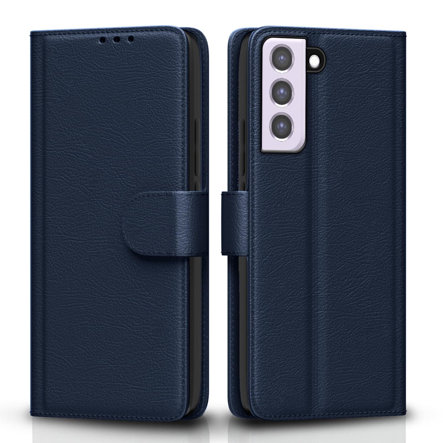 Pikkme Flip Cover for Samsung Galaxy S21 FE 5G| Leather Finish | Shockproof with Card Pockets & Wallet Stand | Ultimate Protection Case(Blue)