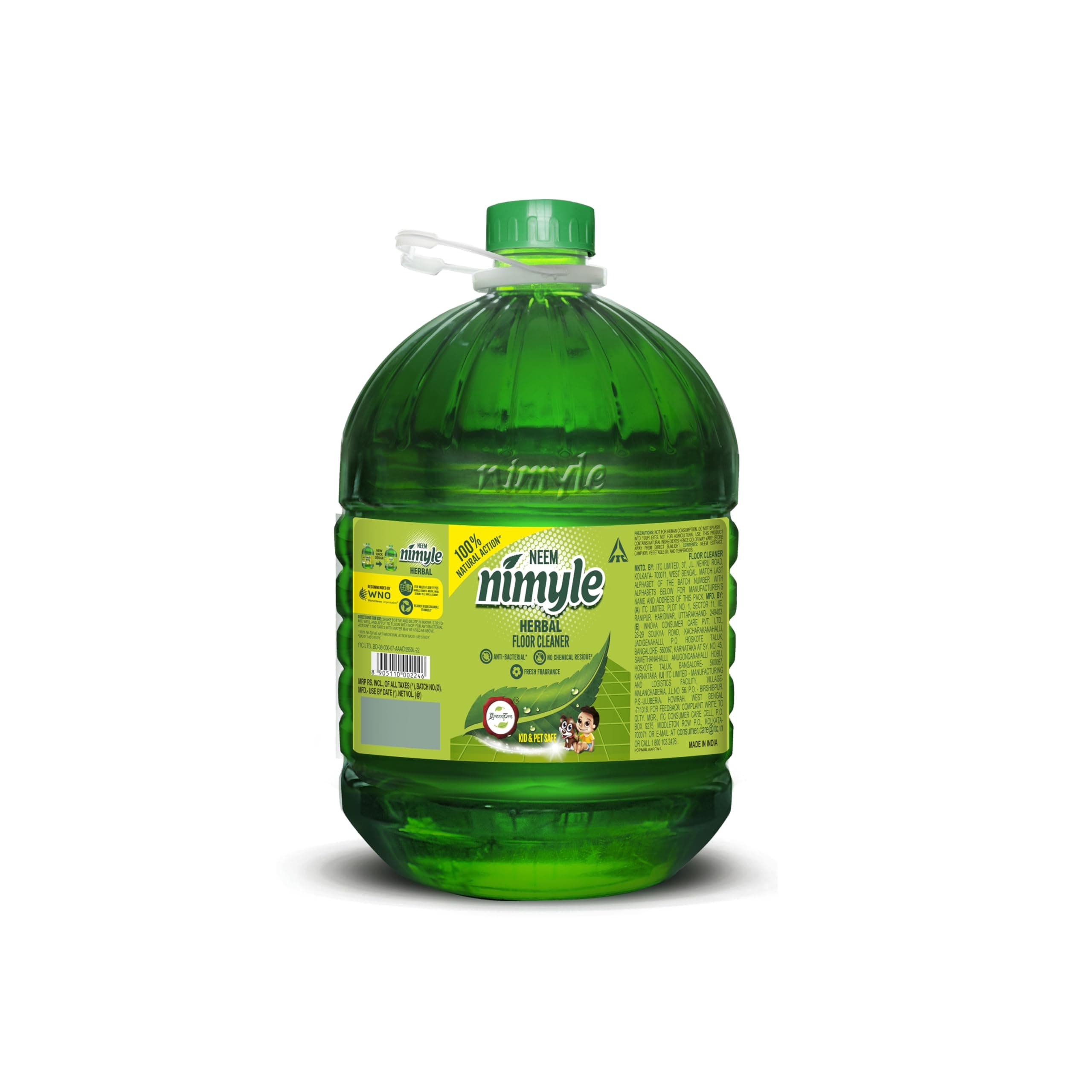 Nimyle Floor Cleaner Herbal 4.8L | Power of Neem | 99.9% Anti-Bacterial Protection | Bulk Value Pack | Safe for Kids & Pets | Try Nimeasy Dishwash & Nimwash|Recommended by WNO| Certified by Green Pro