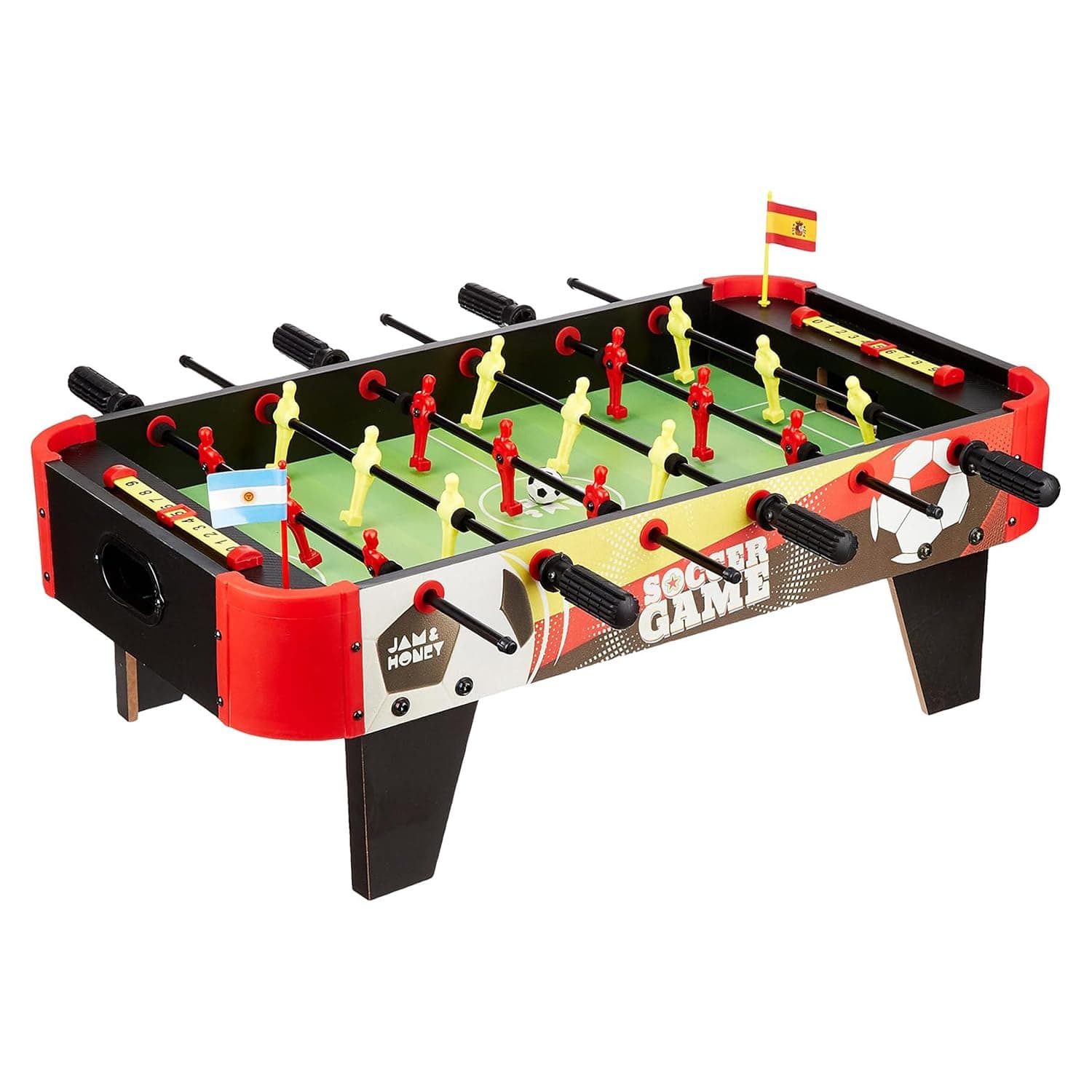Amazon Brand - Jam & Honey Foosball Table Game for Kids 6+ Years, BIS Certified Safe for Kids, Big Size Tabletop Football, Indoor Soccer for Family Fun, Multicolour