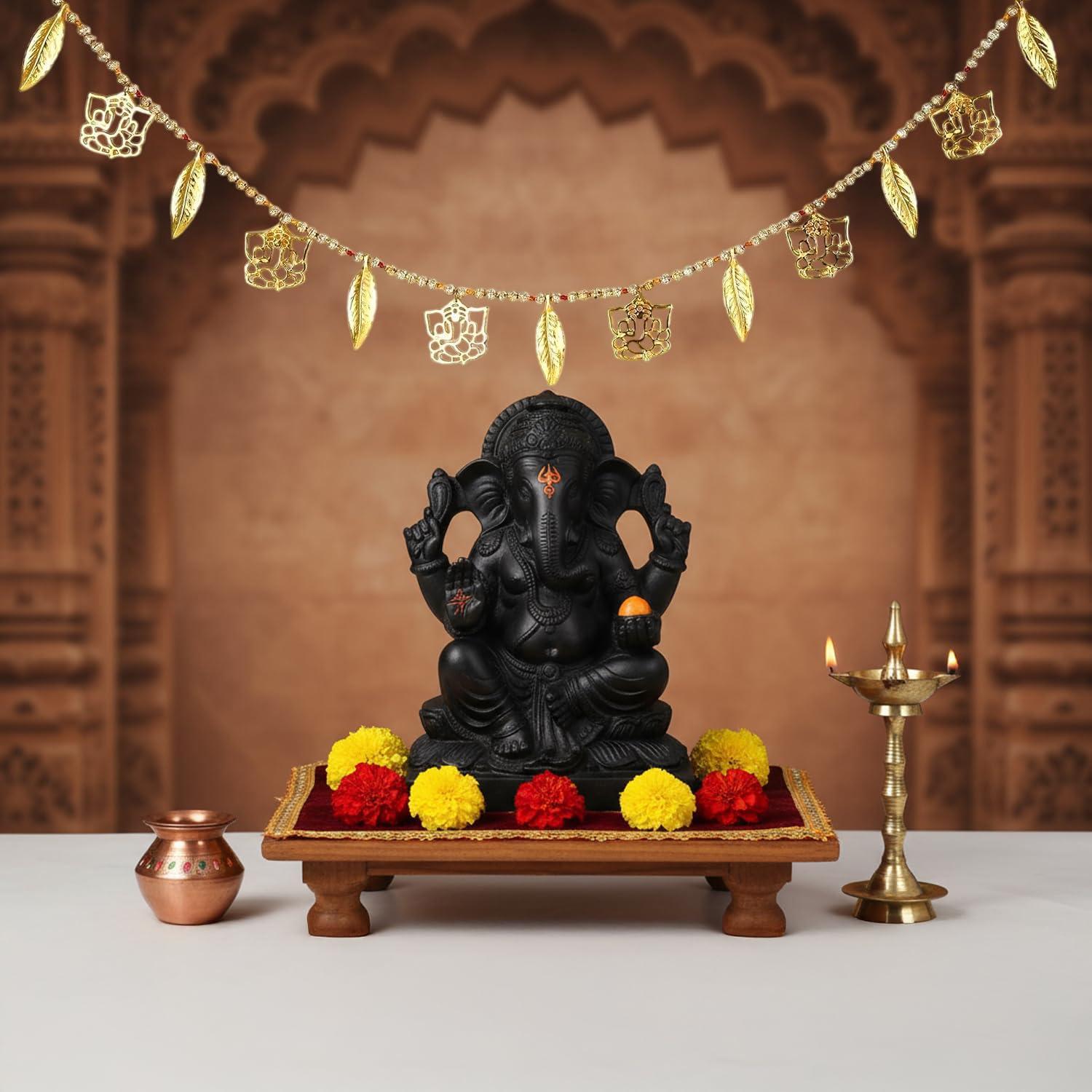 Party Propz Door Toran for Main Door Entrance - 1Pc 3ft Ganesh and Leaf Shaped Main Door Toran, Ganpati Decoration, Toran for Decoration, Pooja Room Decorations Items, Door Hanging Decorative Items