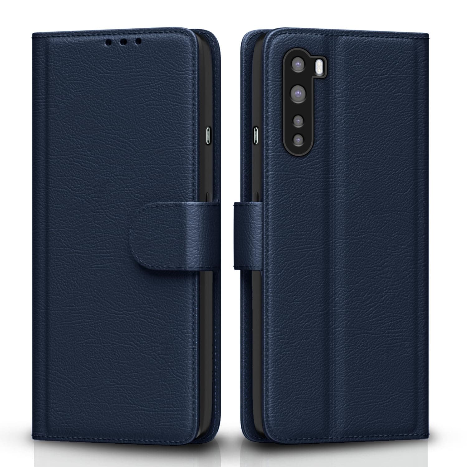 Pikkme Flip Cover for Oneplus Nord| Leather Finish | Shockproof with Card Pockets & Wallet Stand | Ultimate Protection Case(Blue)