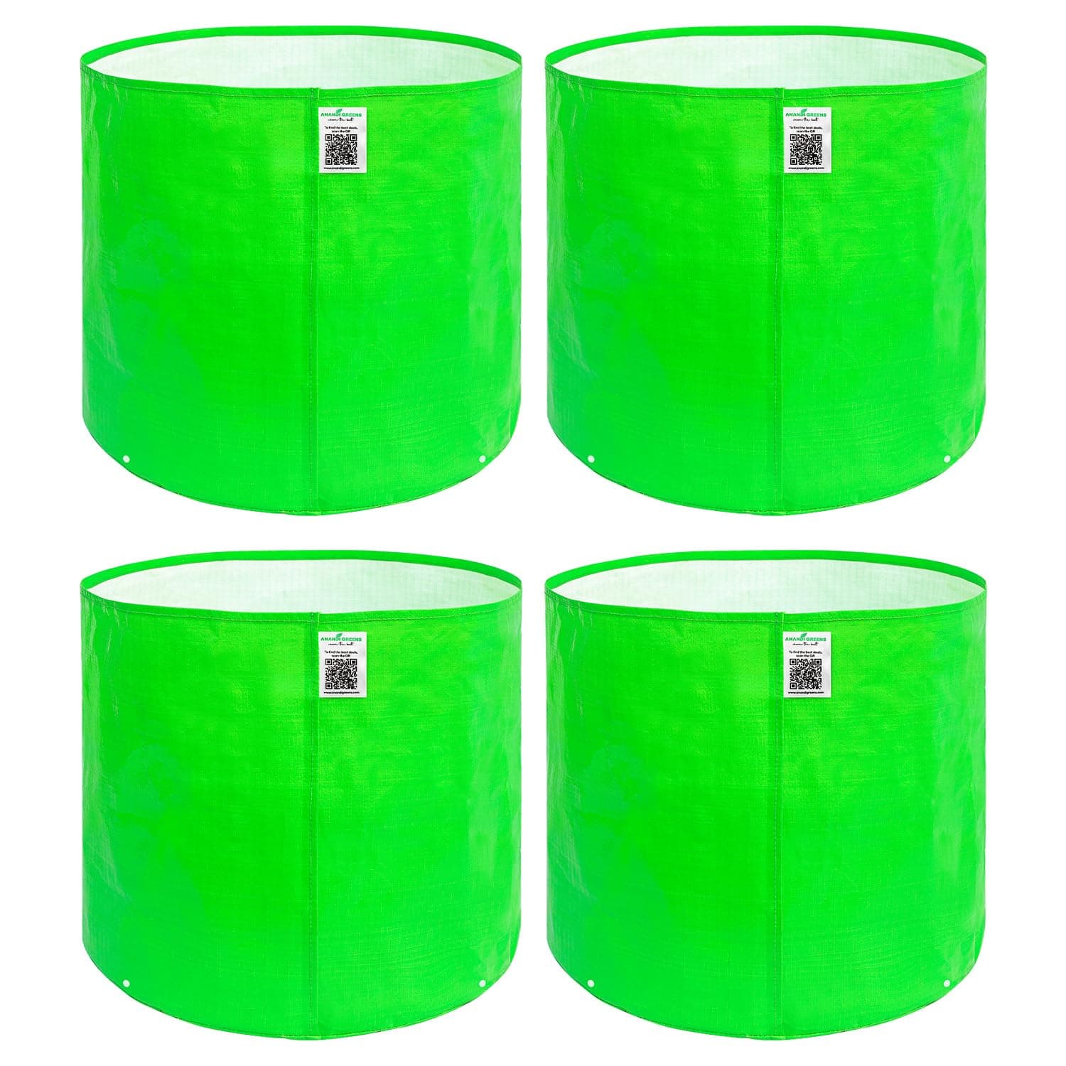 Anandi Green's HDPE UV Protected 260 GSM Round Green Colour Plant Grow Bags Suitable for Terrace and Vegetable Gardening Size 18x18 Inch Pack of 4