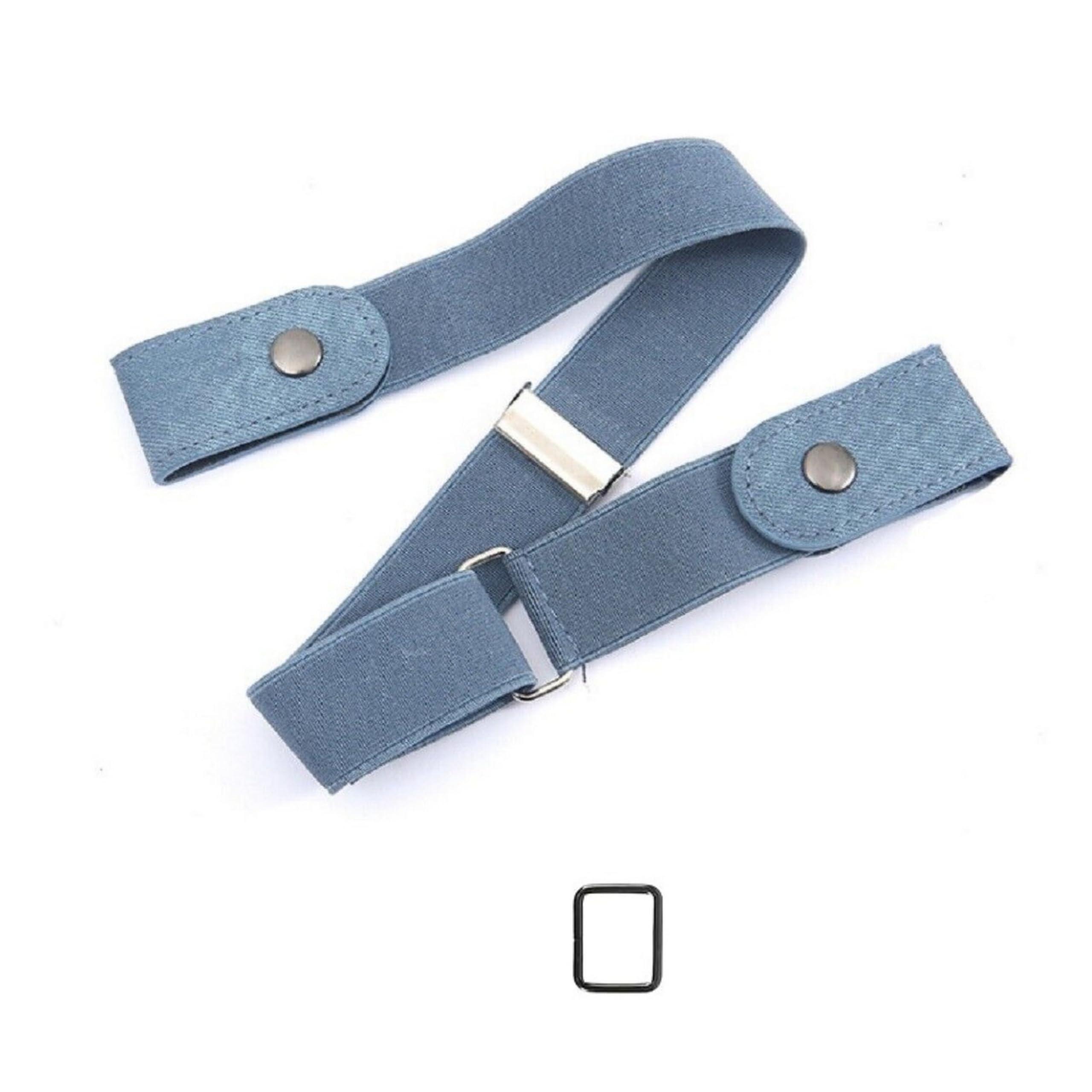 Toxen Invisible Buckle-less Jeans Belt with Ring Adjustable Buckle Free Waist Belt Elastic Belt for Jeans Pants Skirts Women or Men (DENIM)