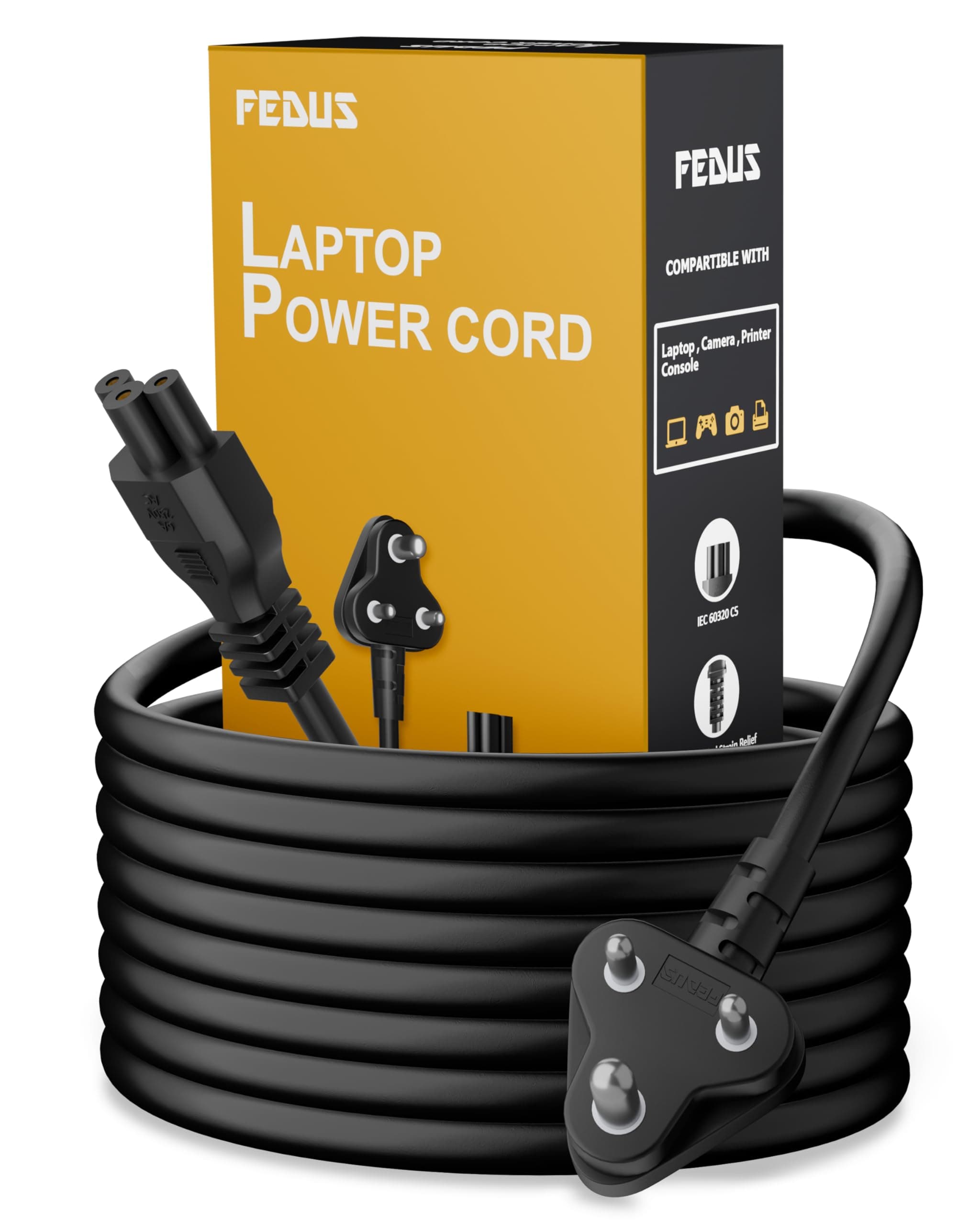 FEDUS 1M 3 Pin AC Laptop Power Cord Cable Notebook Computer Replacement Charger Wire 18AWG Laptop Adapter Power Cable Charger Power Cord with Universal Mickey Mouse Connector