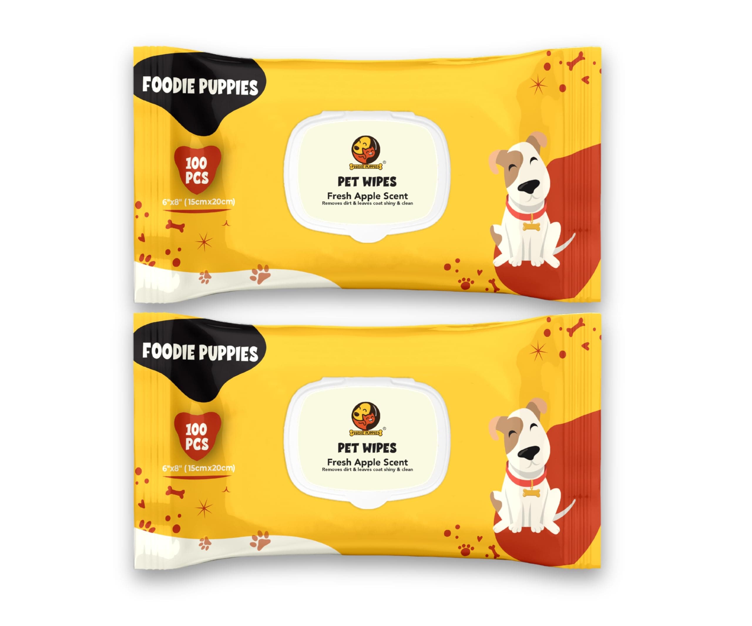 Foodie Puppies Anti-Bacterial 200 Pulls Pet Wet Wipes (Fresh Apple) - 100 Wipes (Pack of 2) | Grooming Wipes for Dogs, Puppies, Cats, Rabbits & Small Animals | SLS Free, Paraben Free & Cruelty Free