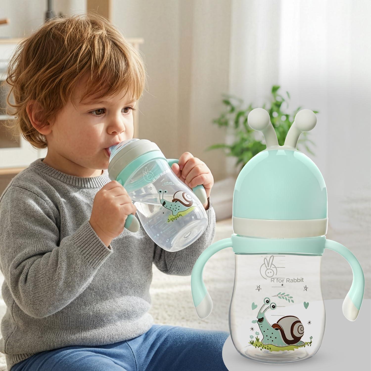 R for Rabbit Snozzy Spout Sippy Cup 240 ML Bottle, PP Spour Sipper, Soft Silicon Spout, Kids of 1+ Year | Green