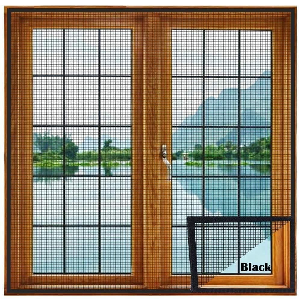 Upgraded & Stitched - LifeKrafts Customized Window Mosquito Net (Size-150x160cms/59 * 63 Inches/4.92 * 5.25 Feet, Color-Black) 120 GSM Fiberglass Insect Net Pre-Stitched to Net - Ready to use Net
