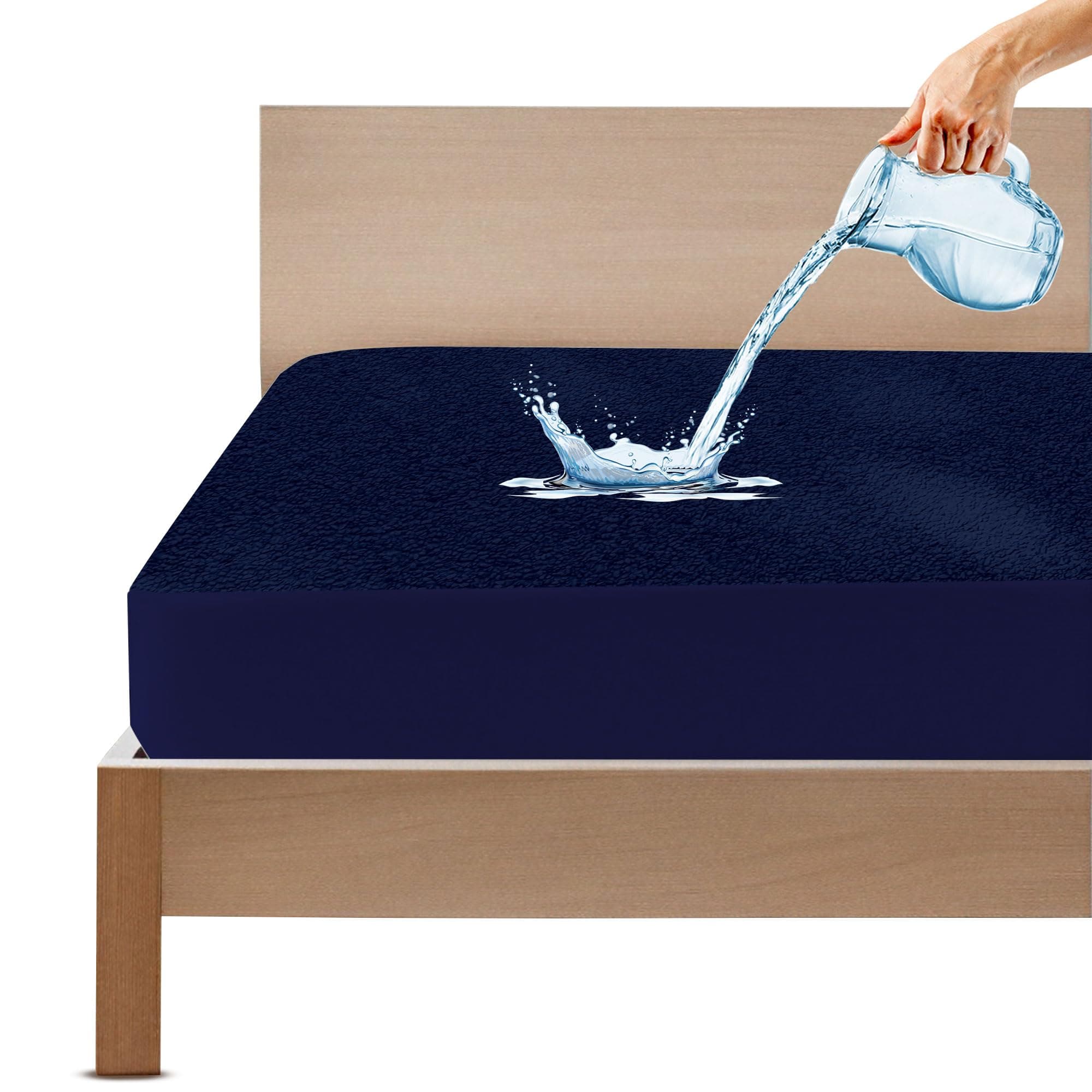 GADDA CO Ultra Soft Cotton Feel Waterproof Mattress Protector | Hypoallergenic, Breathable Terry Cover Queen Bed | Fits 72x60 inch (6x5 ft) Mattress | Dark Blue - Pack of 1