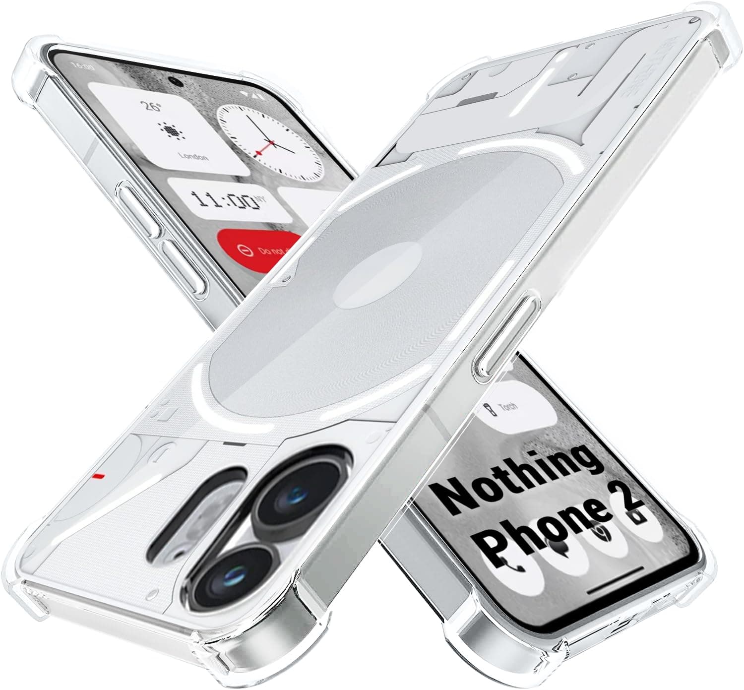 TheGiftKart TPU+PC Crystal Clear Back Cover Case For Nothing Phone 2|360 Degree Protection|Shock Proof Design|Transparent Back Cover Case For Nothing Phone 2 (Transparent Bumper)