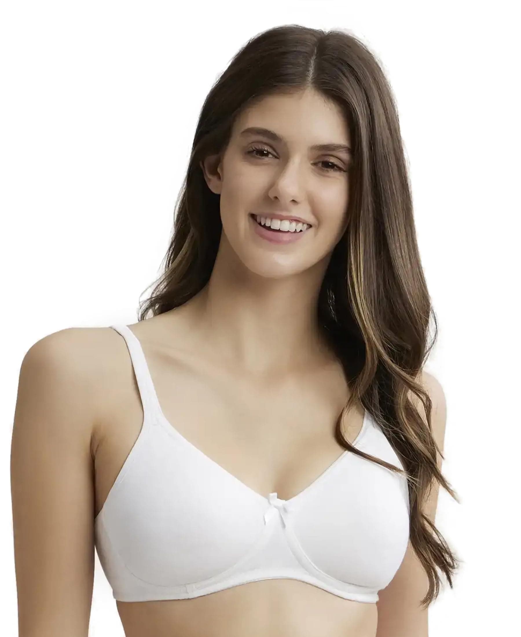 Jockey 1722 Women's Wirefree Non Padded Super Combed Cotton Elastane Stretch Medium Coverage Everyday Bra with Concealed Shaper Panel and Adjustable Straps_White_38C