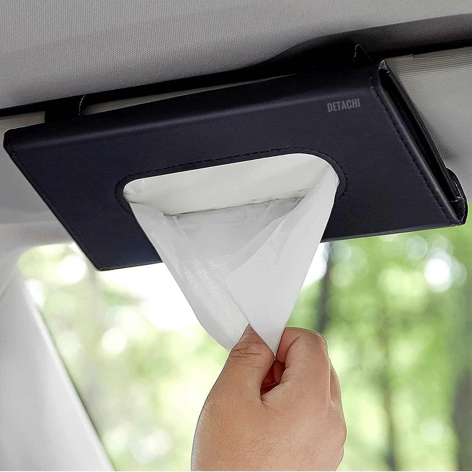 Detachi Car Tissue Holder, Sun Visor Napkin Holder, Car Visor Tissue Holder, Tissue Holder for Car (Black)