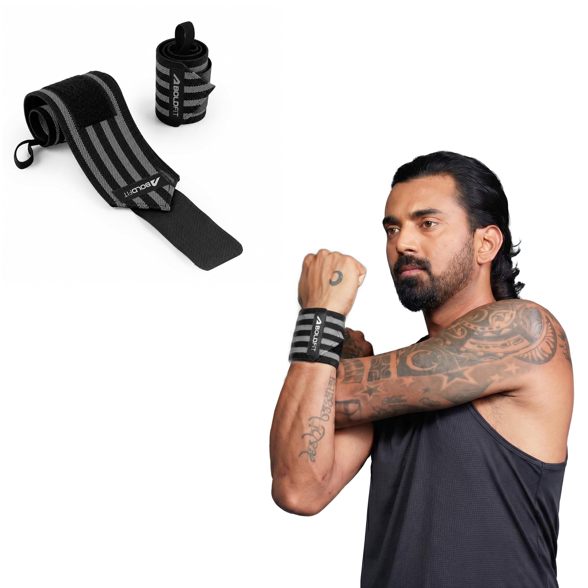 Boldfit Wrist Band for Gym Workout Wrist Support for Gym Straps for Men Hand Band Strap for Man Accessories for Men Workout Wrists Supporter wrap for man Workouts Accessories for Women Hand Wraps