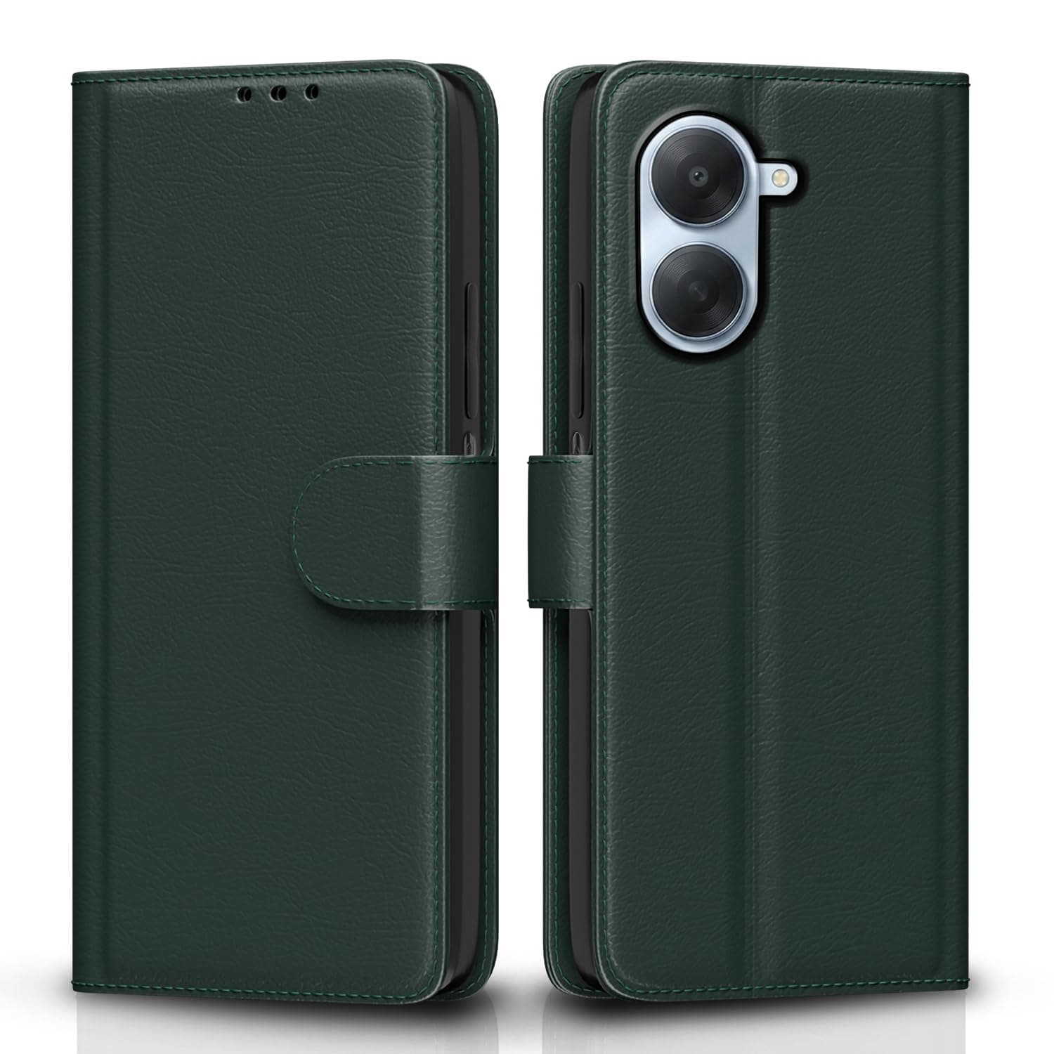 Pikkme Flip Cover for Redmi A7 Leather Finish | Inside TPU with Card Pockets | Wallet Stand and Shock Proof | Complete Protection Flip Case (Green)