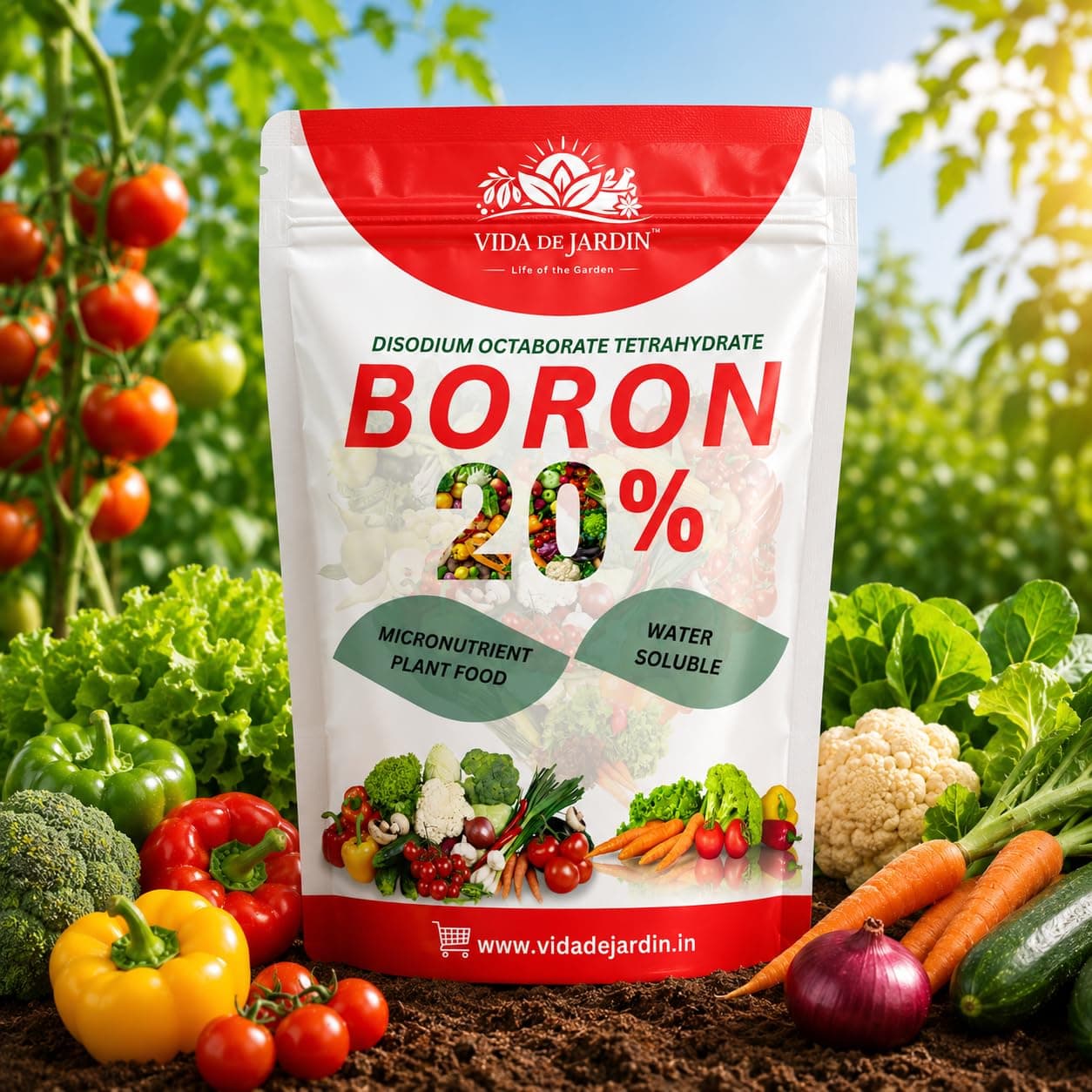 Vida De Jardin Boron 20% Micronutrient Plant Food Water Soluble Boron Powder for Flowering, Fruit Setting & Crop Yield Booster (250 Grams)