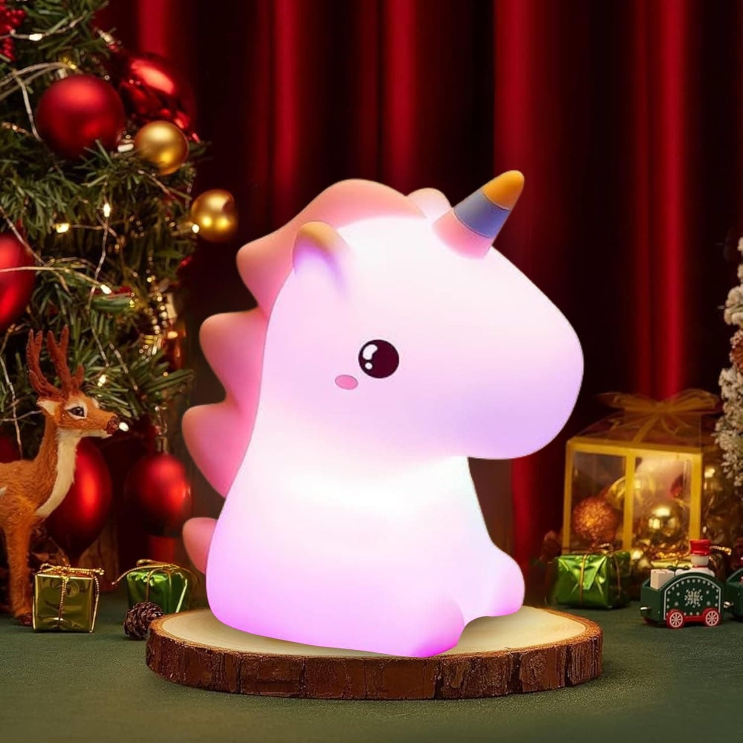 One94Store Rechargeable Baby Unicorn Silicone Night Lamp – Touch Sensor 7-Color LED Light for Kids Bedroom, Romantic Decor & Valentine Gift