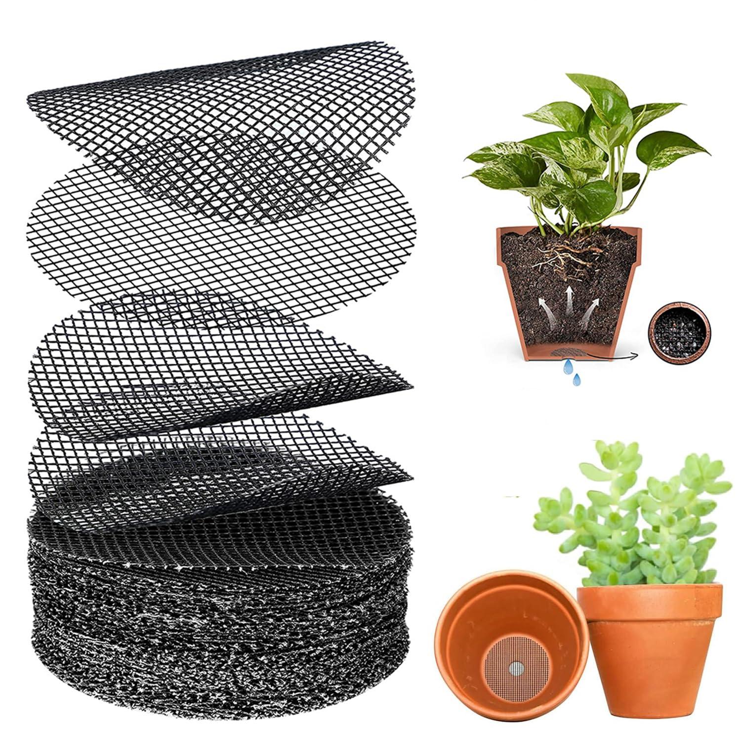 HASTHIP® Pot Hole Mesh Pad 50 Pcs 10cm Round Screen with Soil-Stay Design