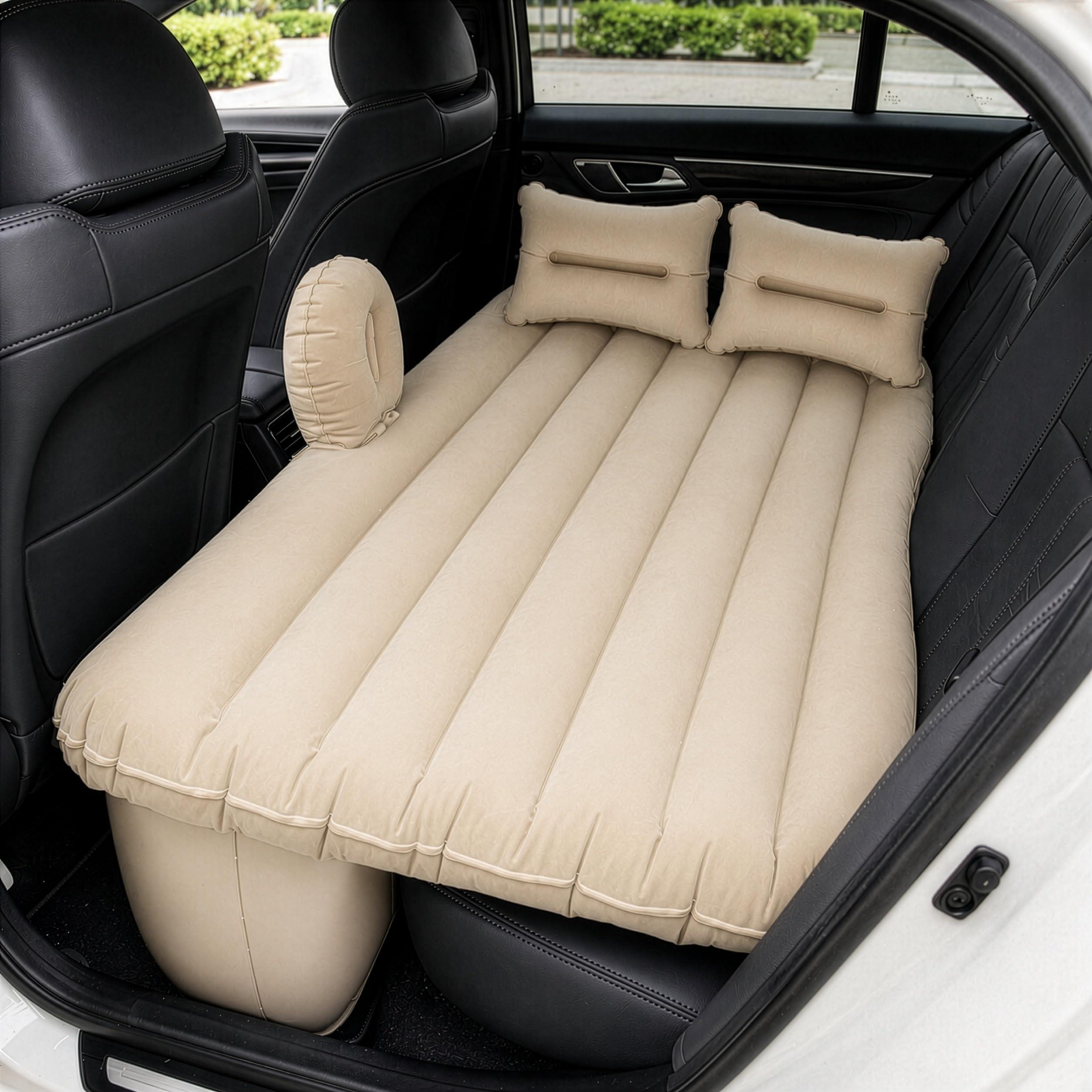 SARTHIV Elite Inflatable Car Bed Mattress for Back Seat, Car Air Mattress with Electric Pump & 2 Pillows, Universal Fit for SUV, Sedan & Hatchback, 300 kg Capacity, Cream