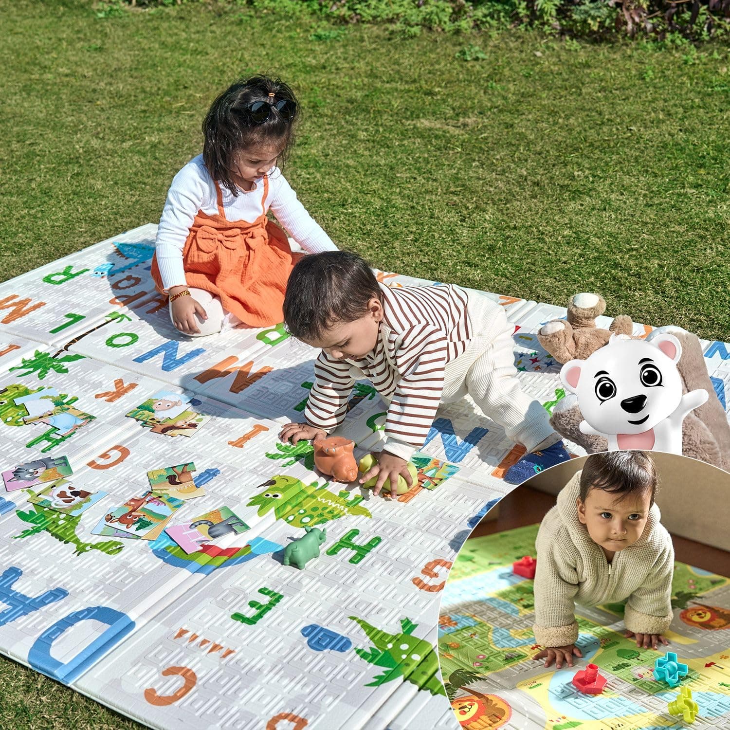 Lifelong Cuppy Extra Large Baby Play Mat | Waterproof For Crawling & Playing | Travel Friendly | Easy Clean,Soft Indoor & Outdoor Usage Yoga & Kids Mat | Non Toxic with 1 Yr Warranty (Multicolor)