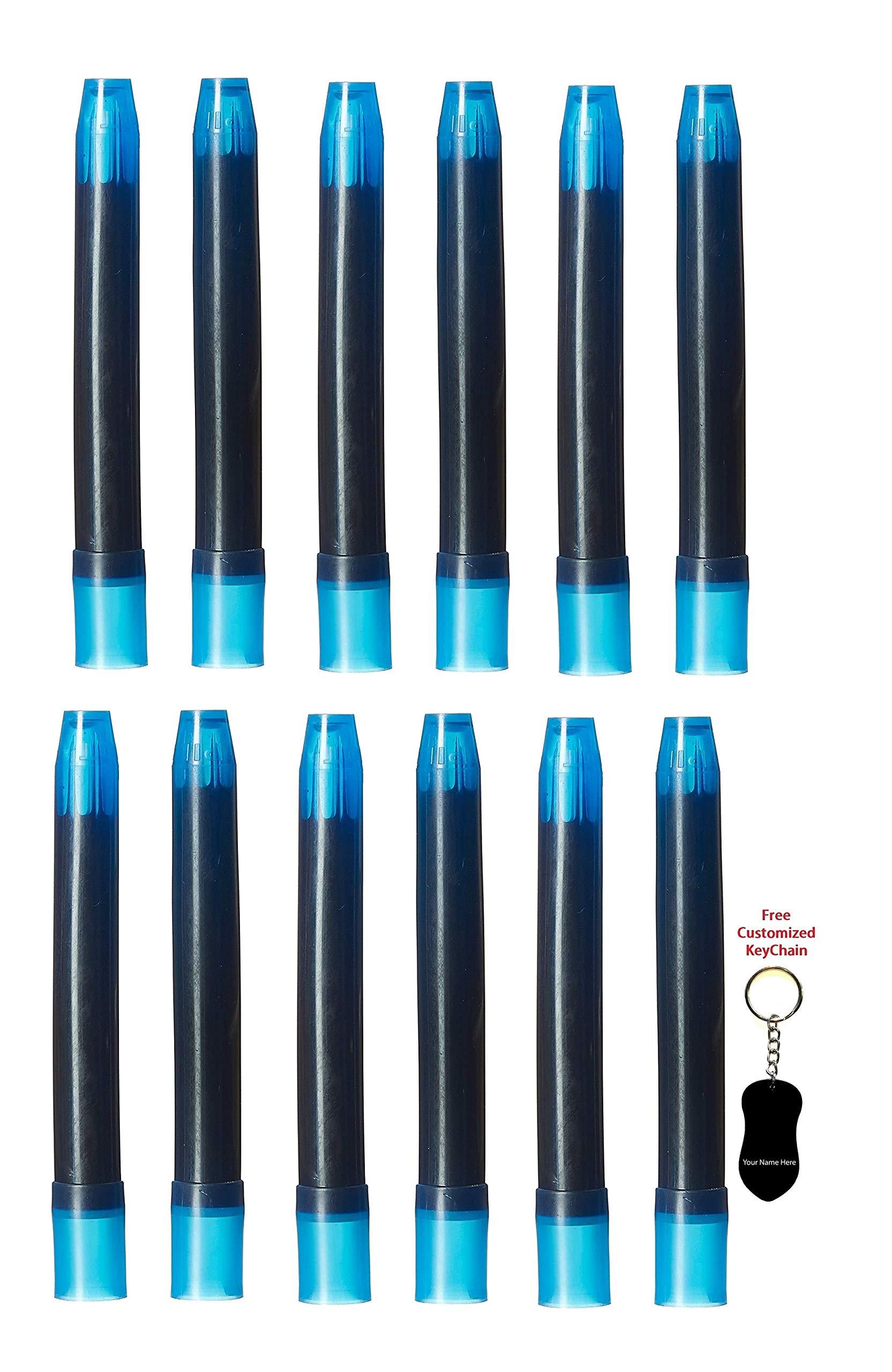 Pilot Classic Pen Cartridge Blue Ink Pack of 12 pcs for V7 with Key-Chain