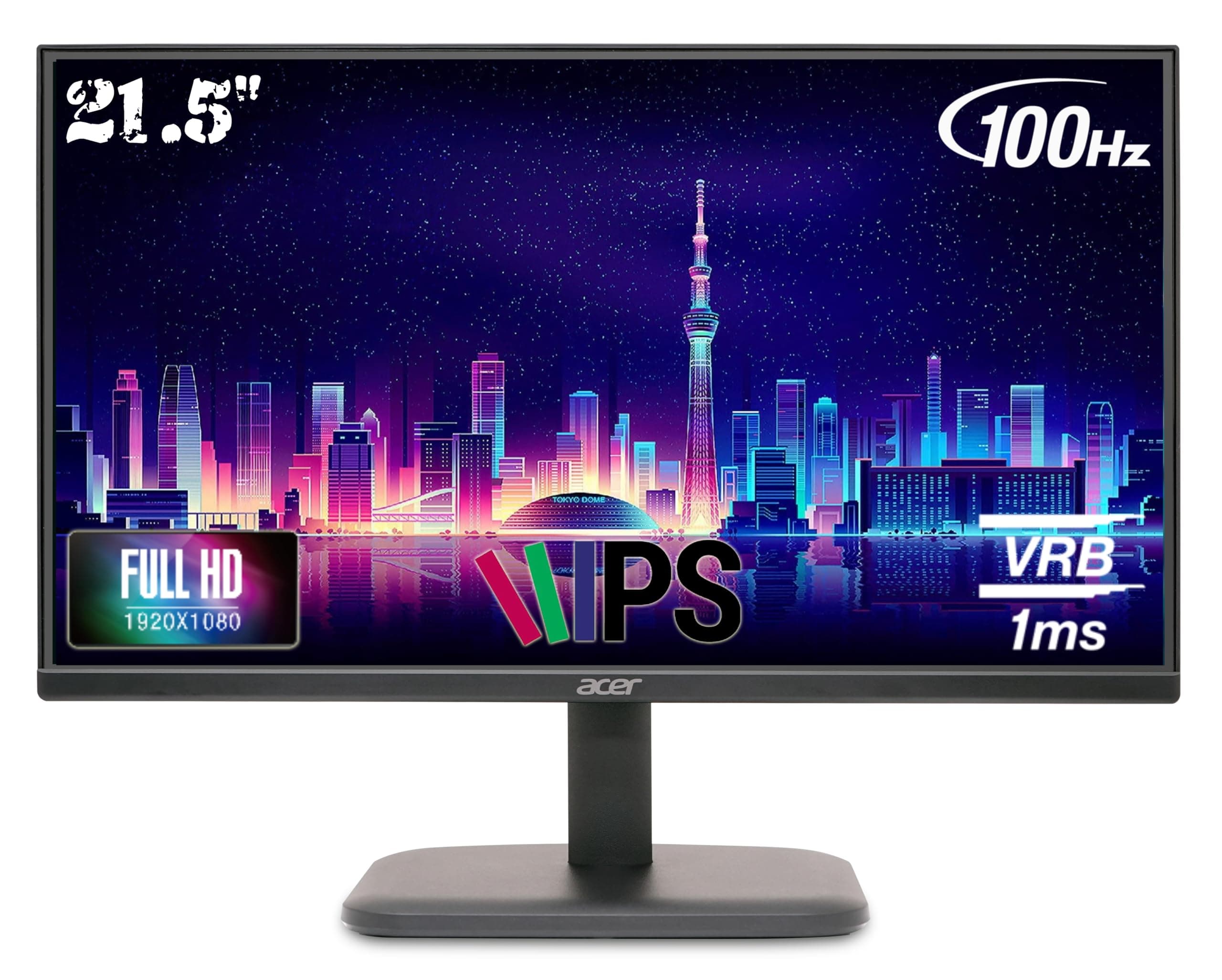 Acer EK220Q E3 abi 21.5 Inch IPS FullHD (1920x1080)Backlit LED LCD Monitor I 1MS VRB, 100Hz Refresh I 250 Nits I 99% SRGB I HDMI & VGA Ports with HDMI Cable I AMD FreeSync I Eye Care Features (Black)