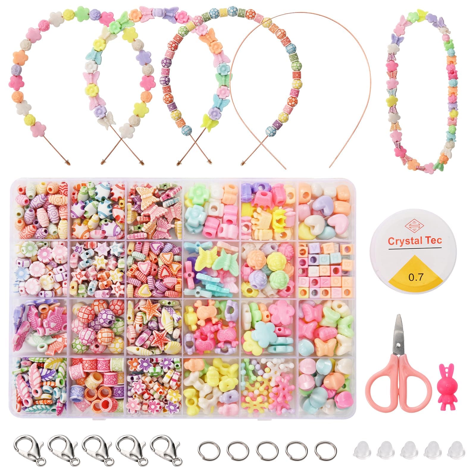 Satmarhz Jewellery Making Kit for Girls, Bracelet Making Kit for Kids DIY Colorful Bracelet Necklace Making, Activity Games for Girls Age 6-12 Years Old,Plastic, Multicolor