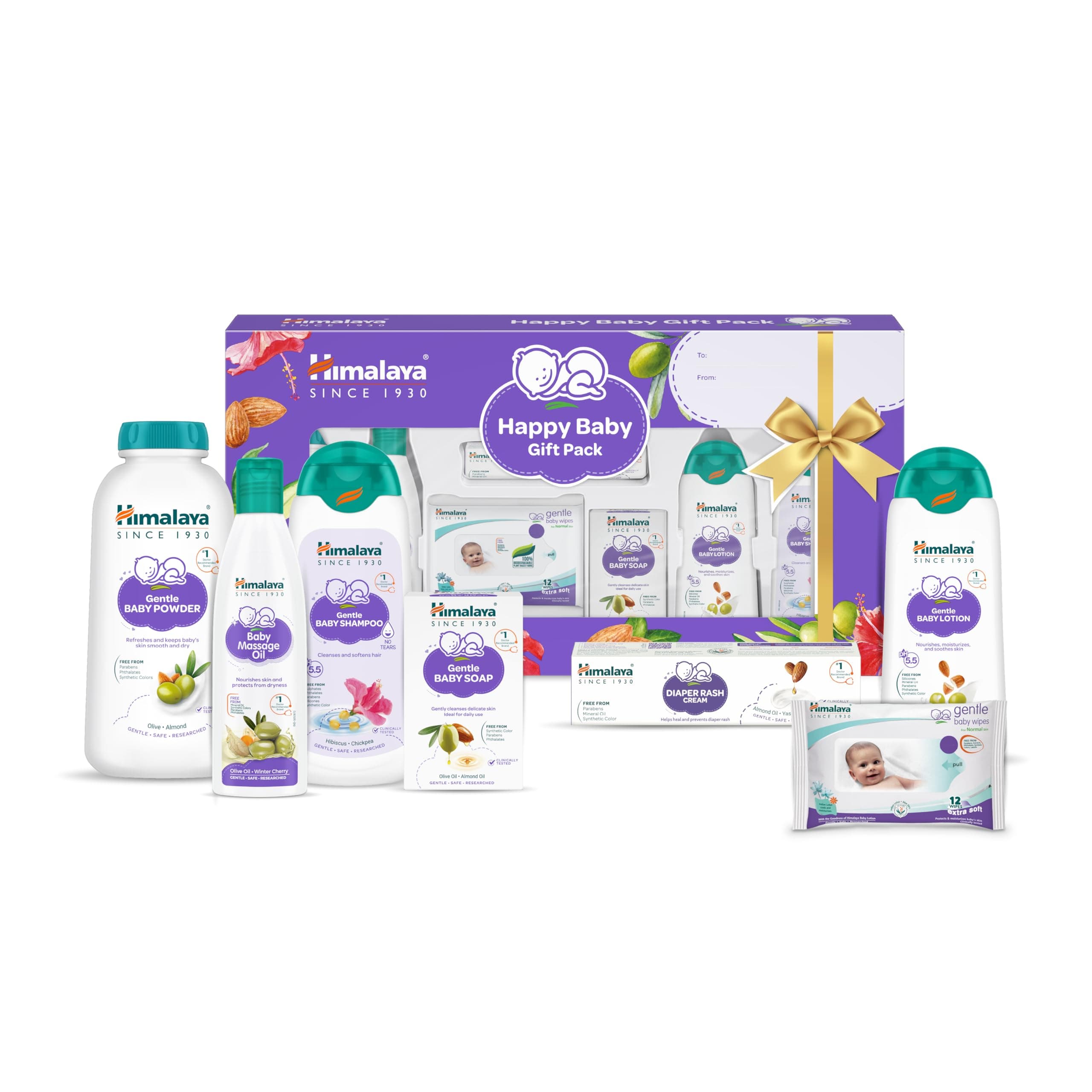 Himalaya Happy Baby Gift Pack 7s with Newborn Baby Essentials | No.1 Doctor Recommended Brand | Complete Baby Care Kit | Safe for Newborns | Perfect for Every Baby Celebration