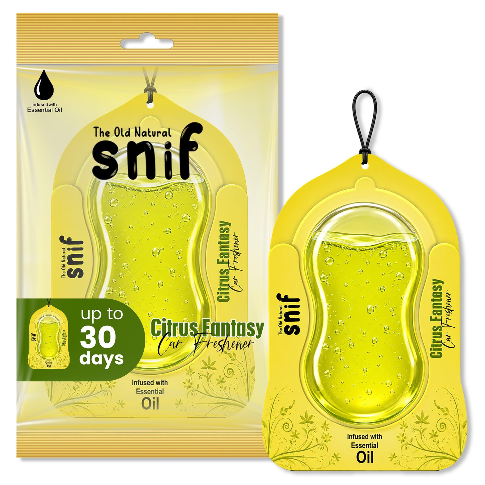 The Old Natural Car Air Freshener Hanging – Snif Gel Car Perfume, Essential Oil Based Long Lasting Car Fragrance (30–45 Days), Odor Eliminator Auto Air Freshener for Car – Citrus Fantasy