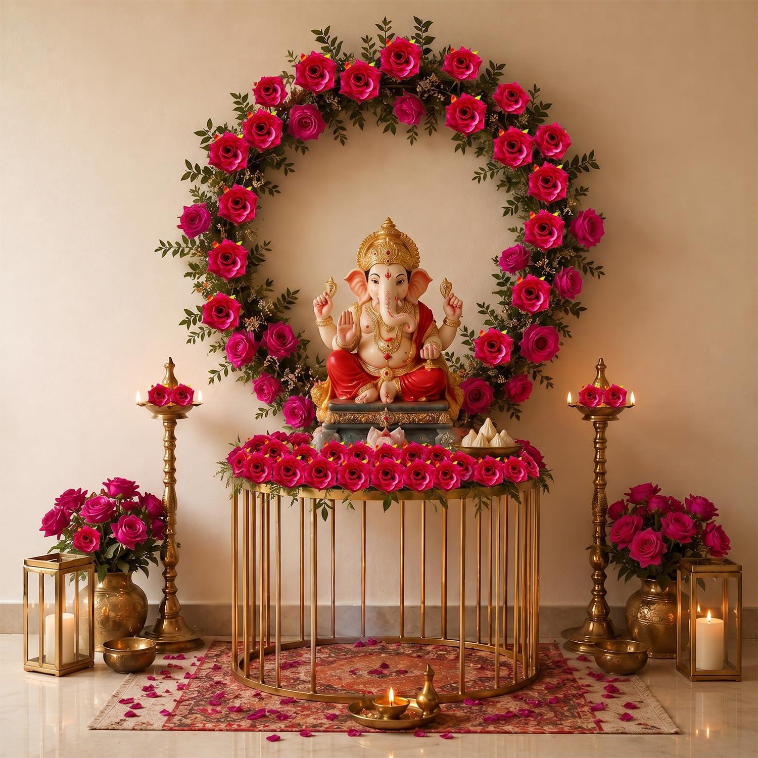 Party Propz Artificial Rose Flowers Head - 13Pcs Artificial Flower for Ganpati Decoration Setup for Home, Flower Bouquet Gift, Varalakshmi Pooja Items, Janmashtami, Flower Bunches for Decoration