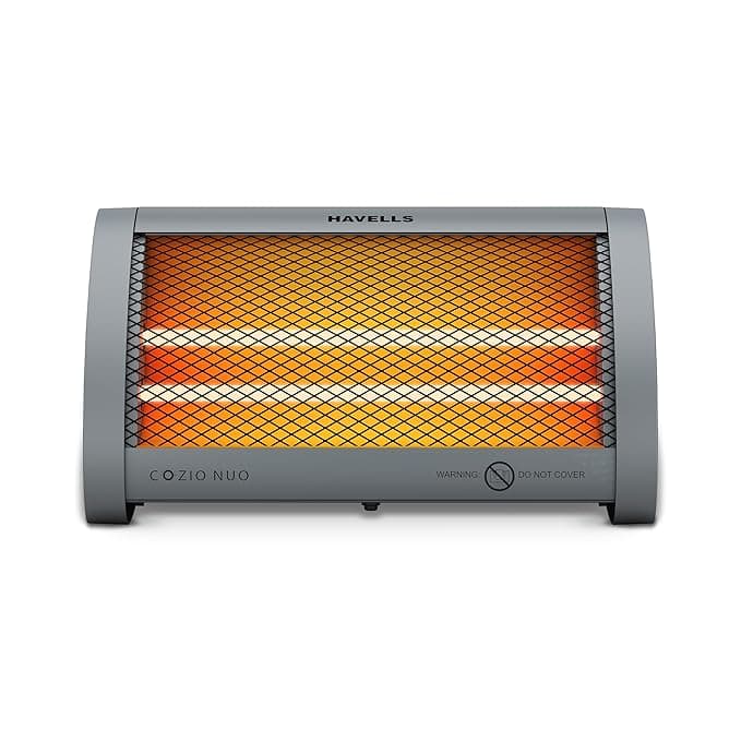 Havells Cozio Nuo Room Heater| Dual Heat Setting 400/800 Watt| Dual Quartz Heating Rods| Silent Operation| Tip Over Protection| Fire Retardant Material| Anti Rust Reflector| 2 Year Warranty(Grey)