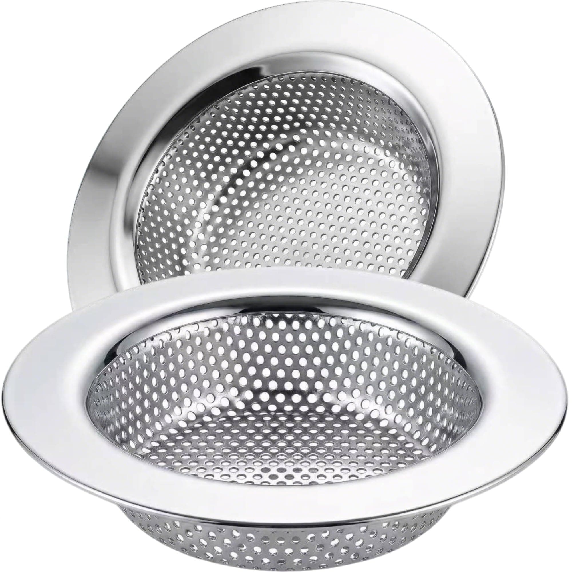 LASSHSWA 2 PCS Kitchen Sink Strainer Stainless Steel, Kitchen Sink Drain Strainer?Sink Strainers for Kitchen Sinks with Large Wide Rim 4.5" Diameter, 15 cm