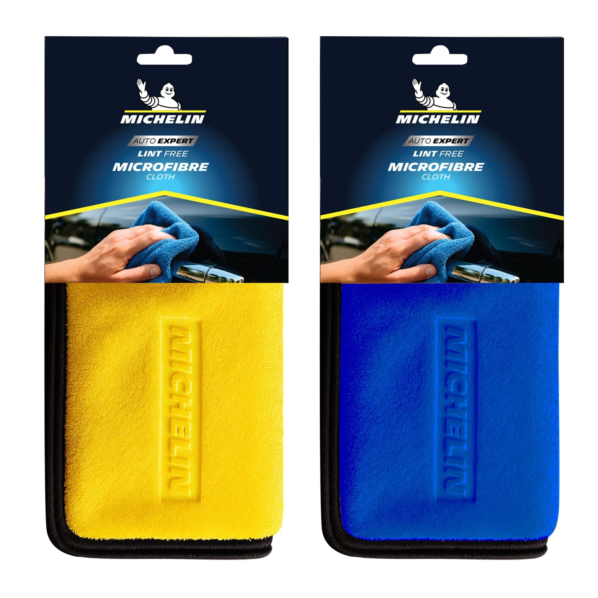 MICHELIN 500 GSM Pack of 2 (60x40 cm) Microfiber Cleaning Cloth for Car Double Sided, Super Absorbent, Lint-Free & Scratch-Free, Durable Ultra-Plush Cleaning Towel for Car, Bike & Glass