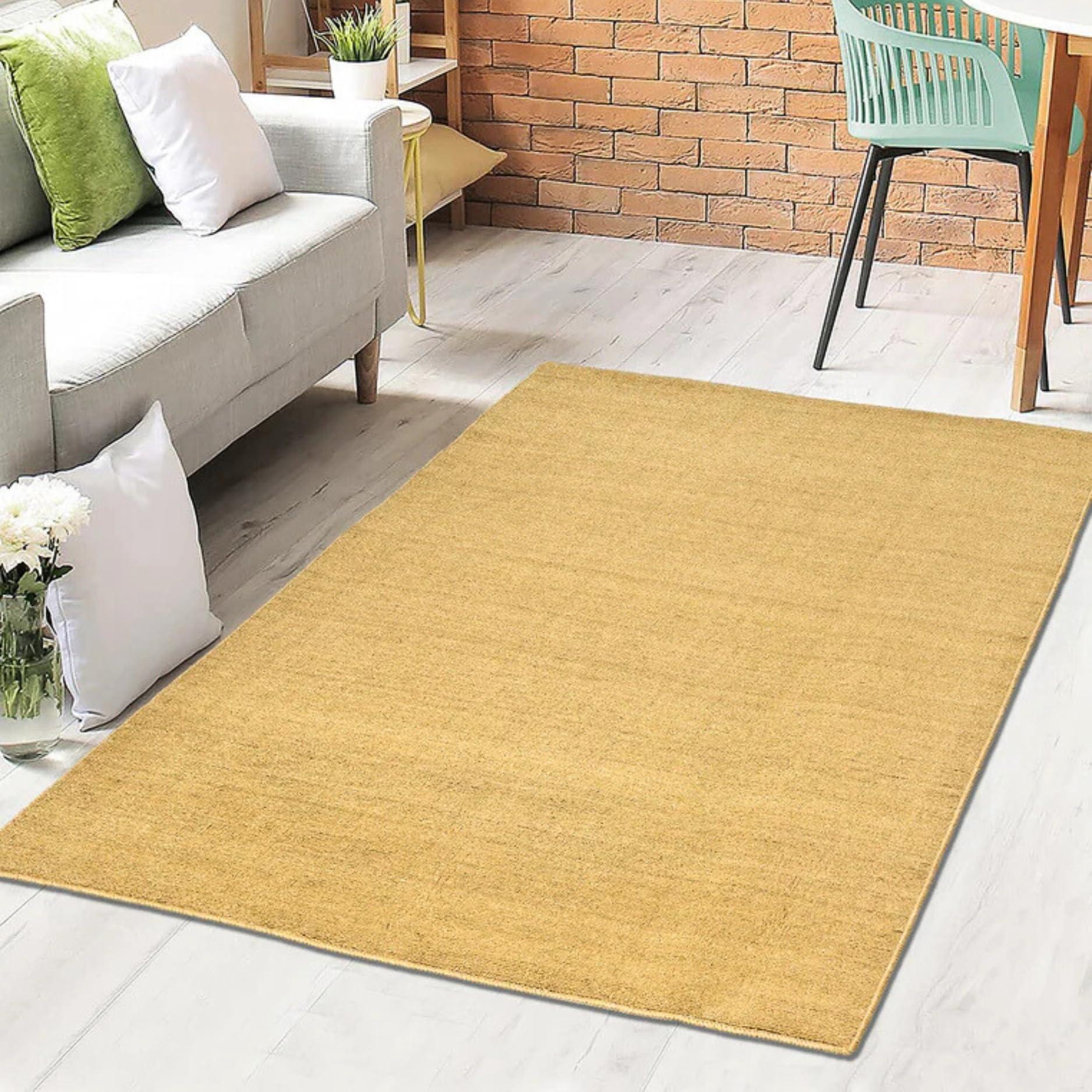 Saral Home Gold Polypropylene Anti Skid Rectangular Carpet - 120X180 Cm