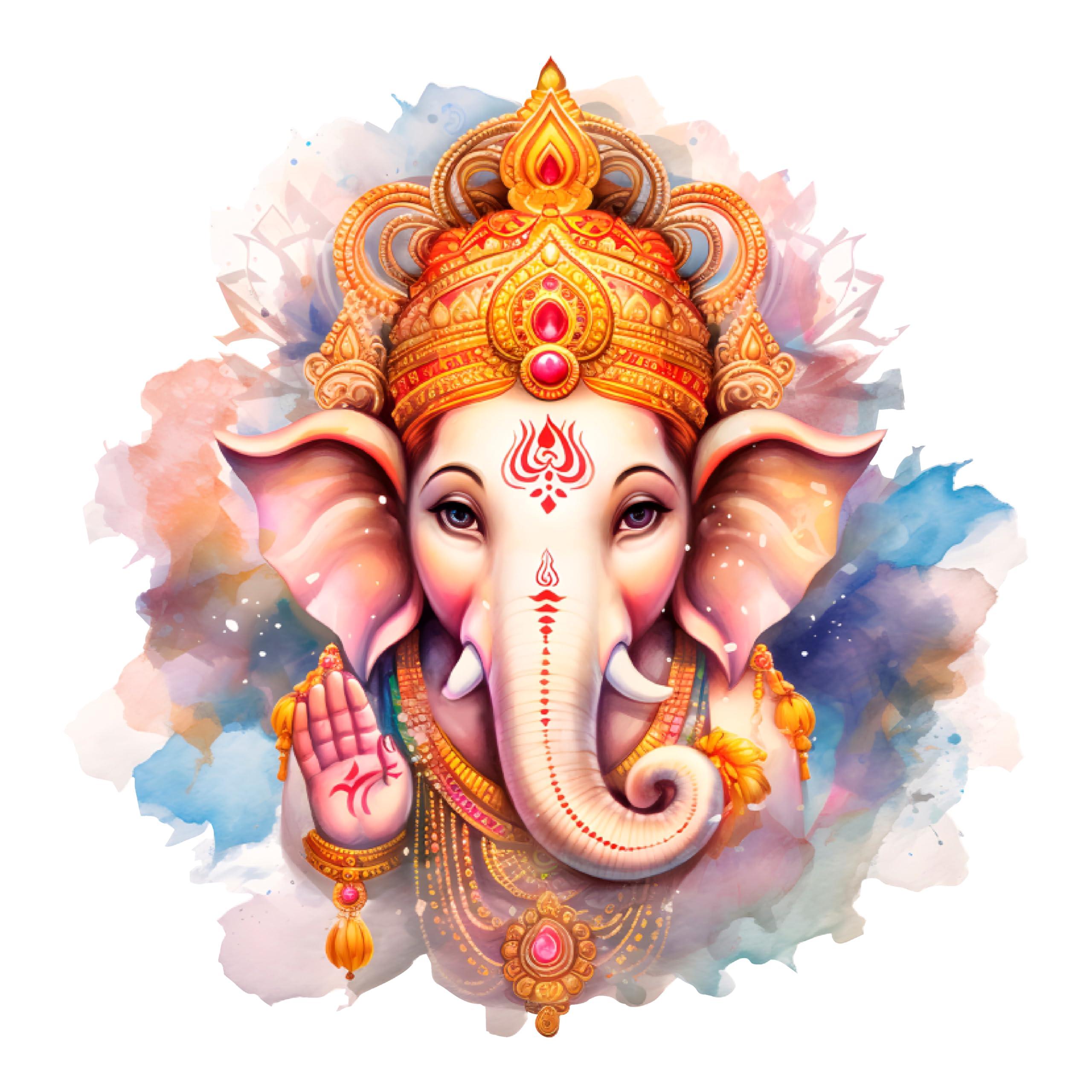 CreativeEdge PVC Vinyl Wall Sticker Colorful 3D Lord Ganesha Design Multicolor (61 cm x 60 cm)