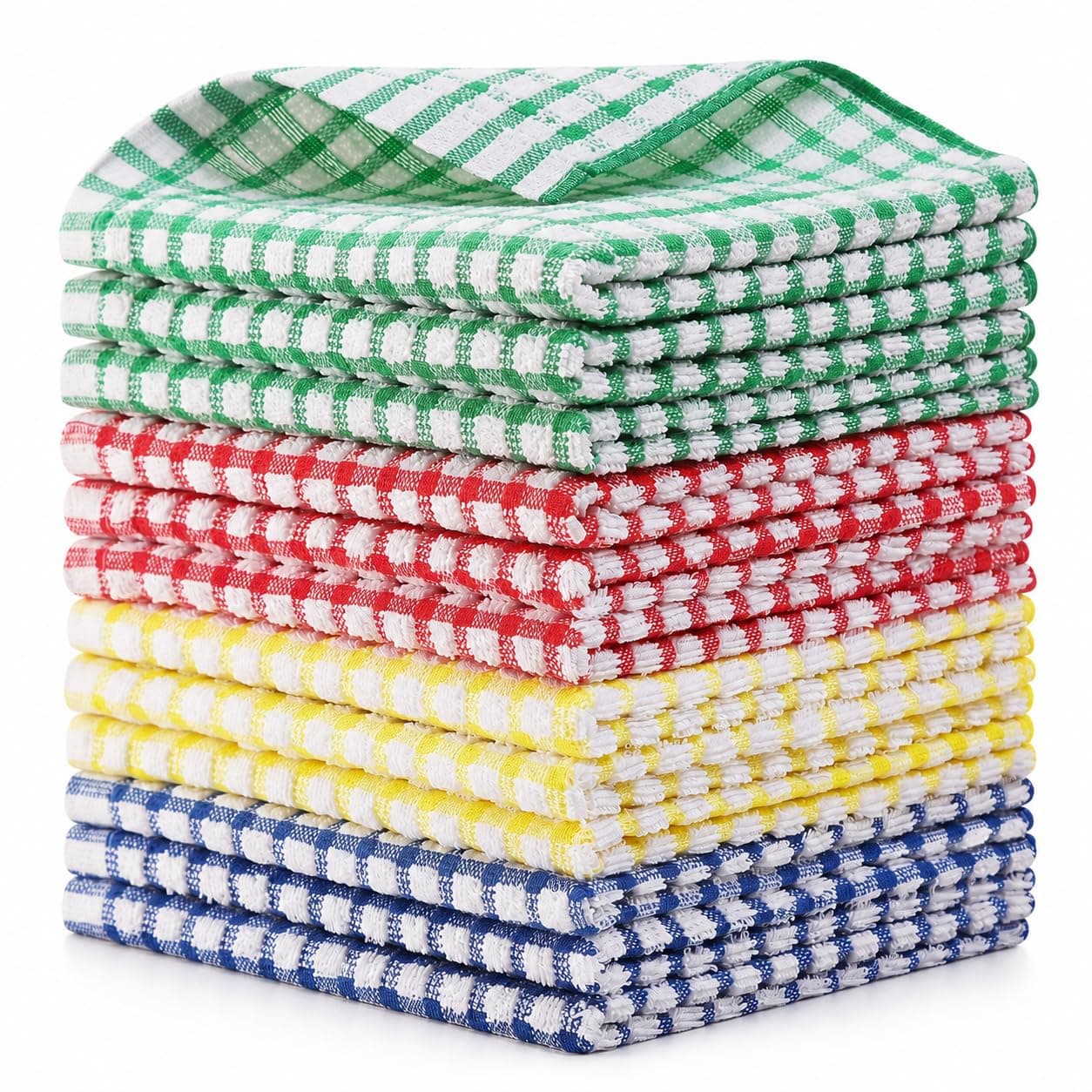 Egles Kitchen Dishcloths 12pcs 11x12 Inches Bulk Cotton Kitchen Dish Cloths Scrubbing Wash Cloths Sets (Mix Color)