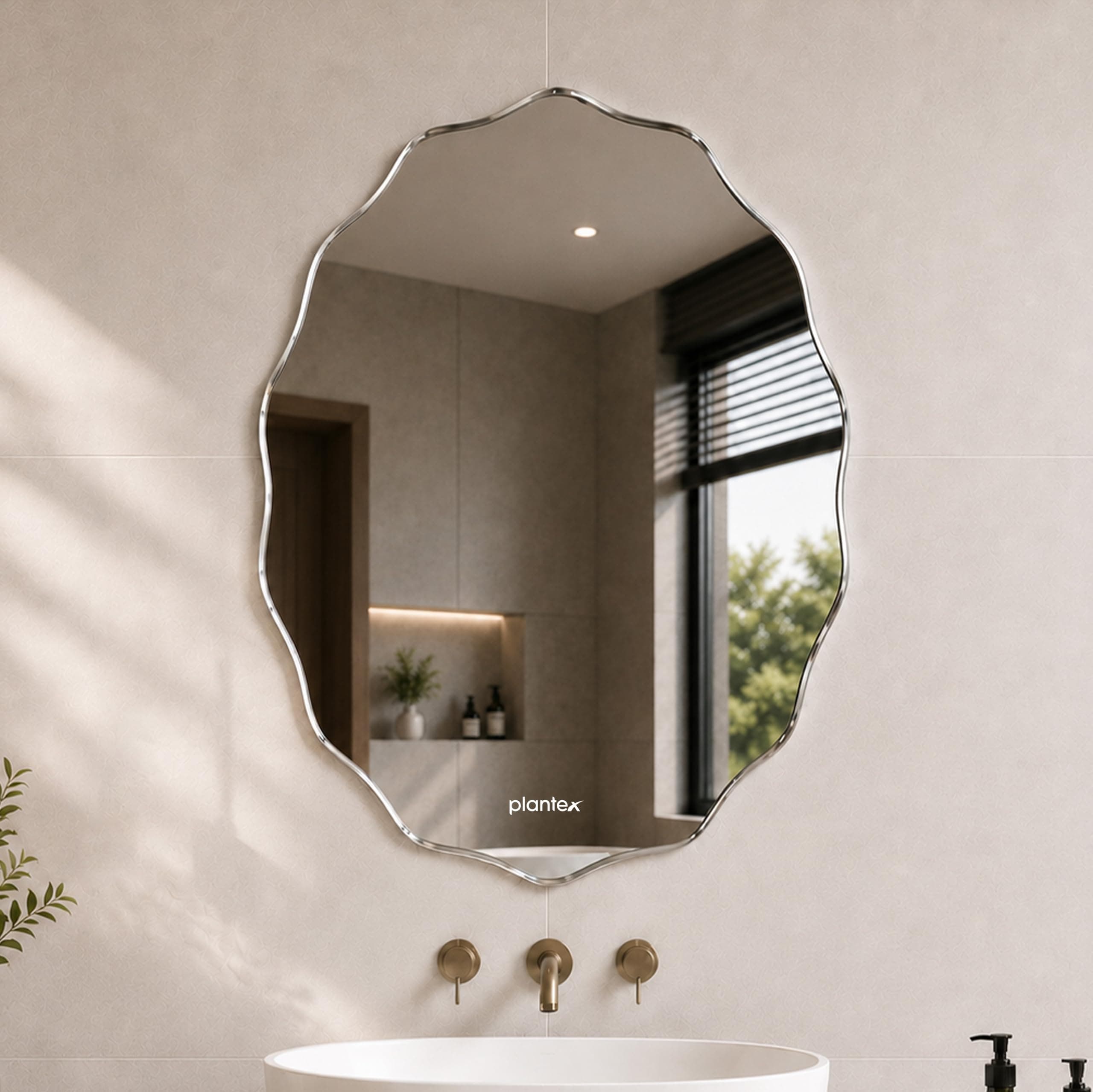 Plantex Glass Frameless Oval Mirror for Wall/Mirror with Beveled Smooth Edges/Mirror for Bathroom/Dressing Room/Living Room/Bedroom/Entryway - (18 X 24 Inch), Clear