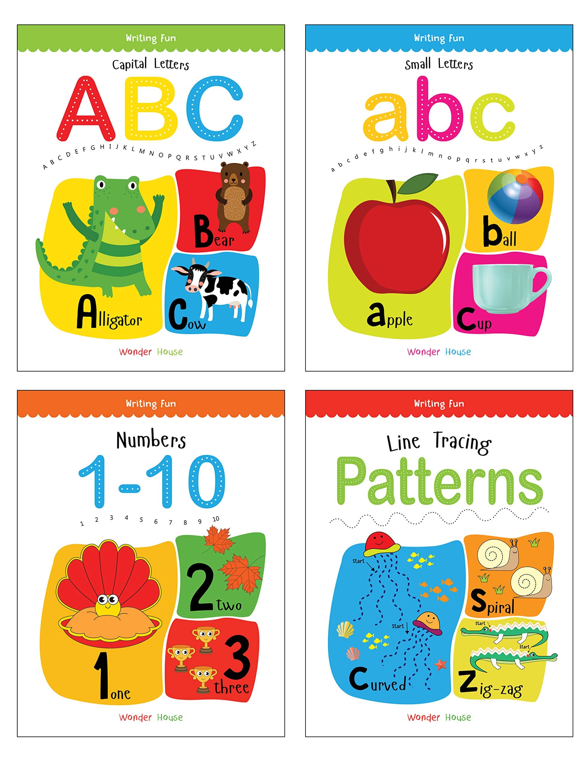 Writing Practice Workbooks (4 Book Set) | Ages 3–6 Years | Early Learning | Tracing Workbook | Gift Set For Kids | Preschool & Kindergarten | Capital & Small Letters | Number Writing | Latest Edition