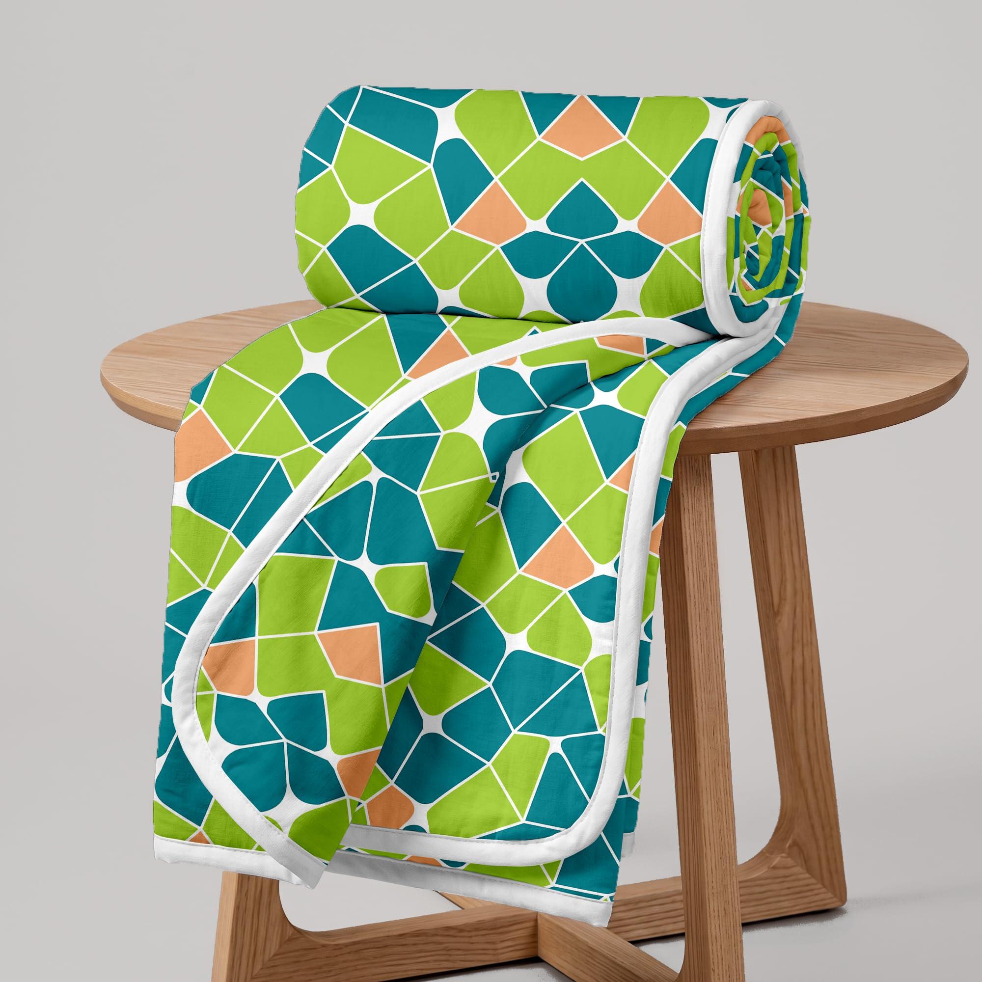 Divine Casa 120 GSM Microfiber Single Dohar | Soft & Lightweight Throw Blanket | Cozy & Breathable | All-Season Comfort | 210 x 140 CM | Abstract Pattern | Acid Lime