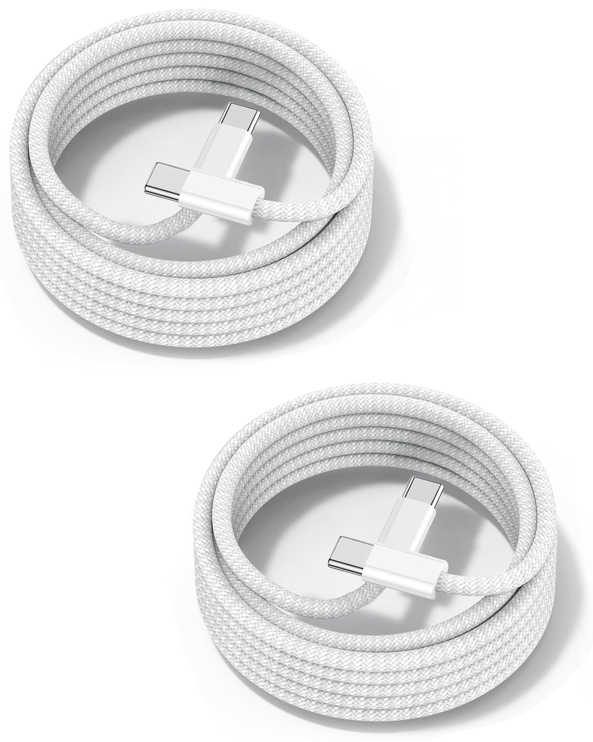 DR VAKU® 1 Meter Nylon Braided Type C to Type C Cable for iPhone 17/17 Air/17 Pro/17 Pro Max, 16/16 Plus/16 Pro/Max, iPhone 15, Samsung Galaxy S24/S23/S22/S21 FE & Other Android Devices (Pack of 2)