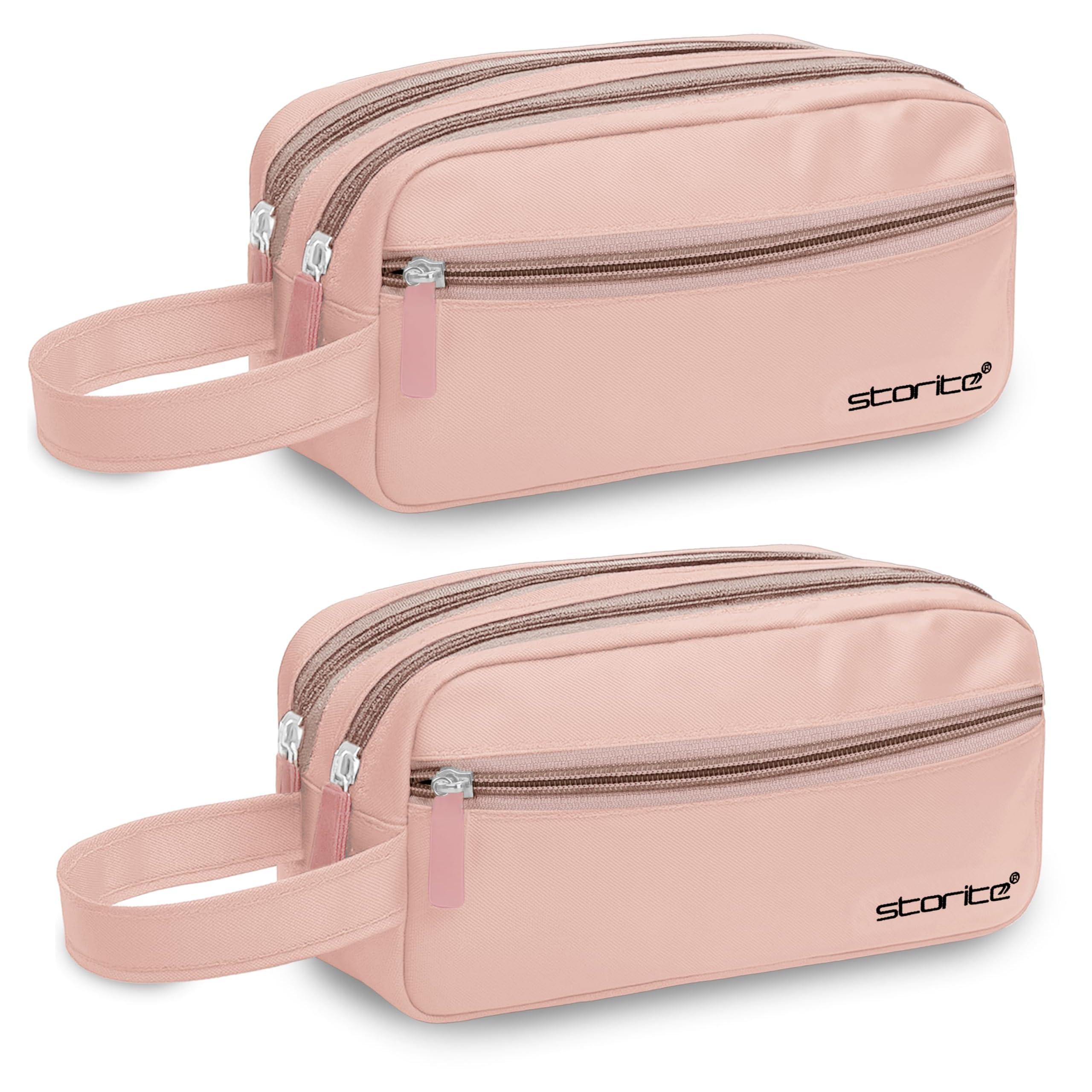 Storite 2Pk Toiletry Bag for Men & Women - Light Rose