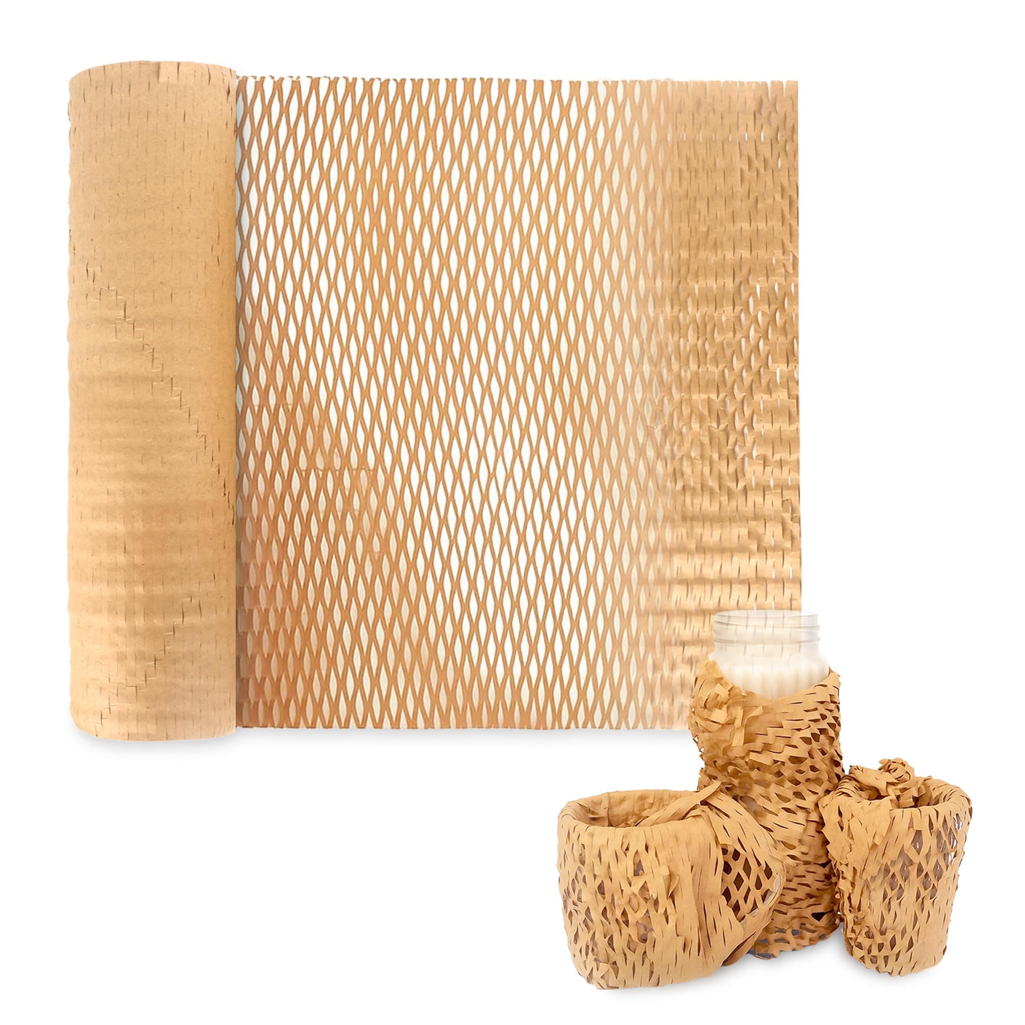 GLUN® Honeycomb Paper Bubble Wrap Roll 10 Meter x 15 Inch – Eco-Friendly Cushioning Paper Roll for Packing, Shipping & Moving, Strong Kraft Paper Protective Packaging Material (Pack of 1)