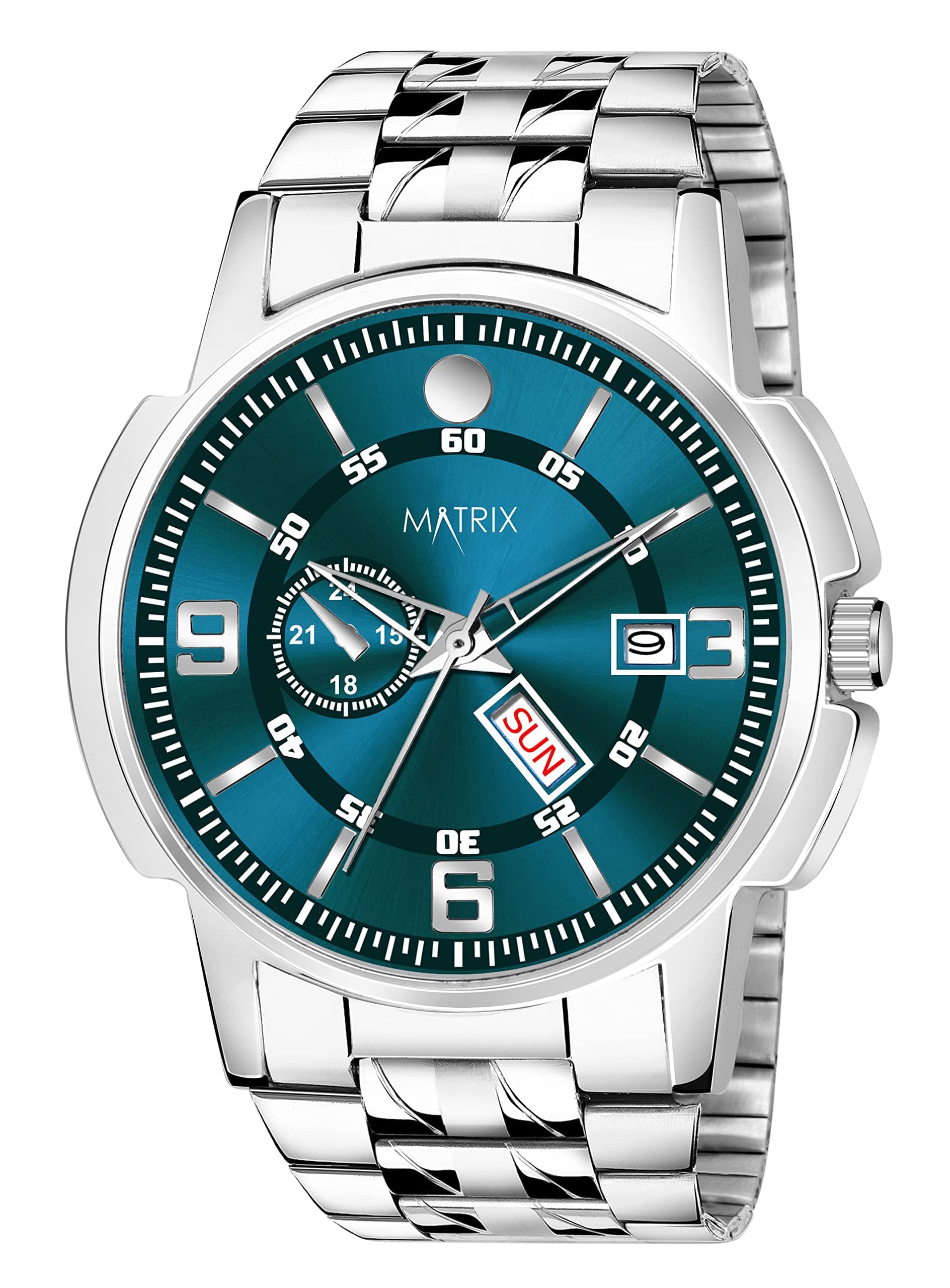 Matrix Superior Day & Date Functioning, Stainless Steel Strap Analog Watch for Men & Boys (Green)