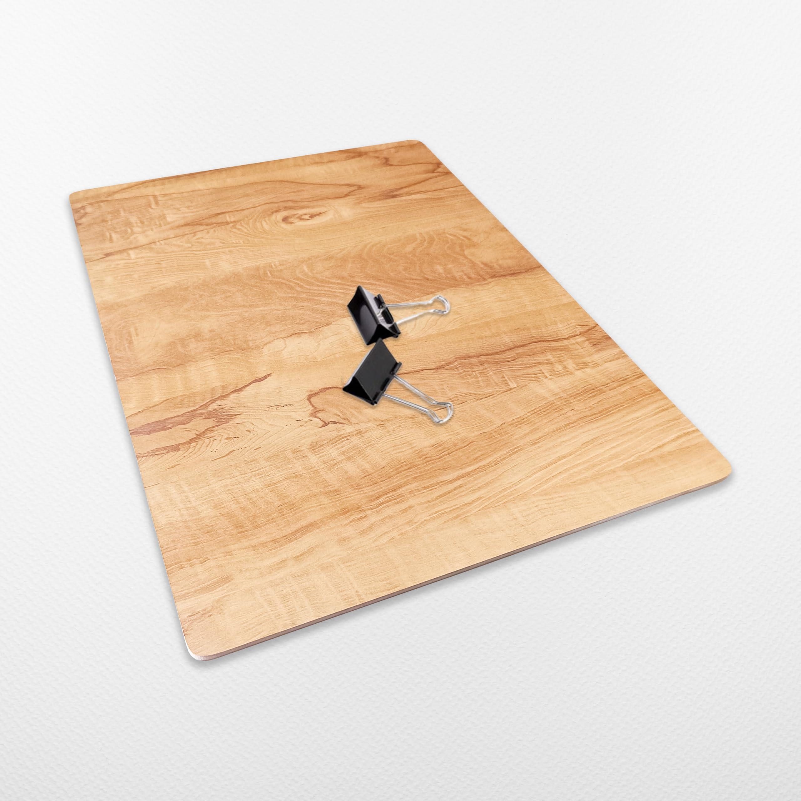 Eduway Multipurpose Wooden Drawing Board & Lap Board | Include 2 Clips for Holding Paper | Study Pad, Writing Pad for Keyboard & Laptop | Smooth Surface Plank for Students, Artists | Brown - 16x24