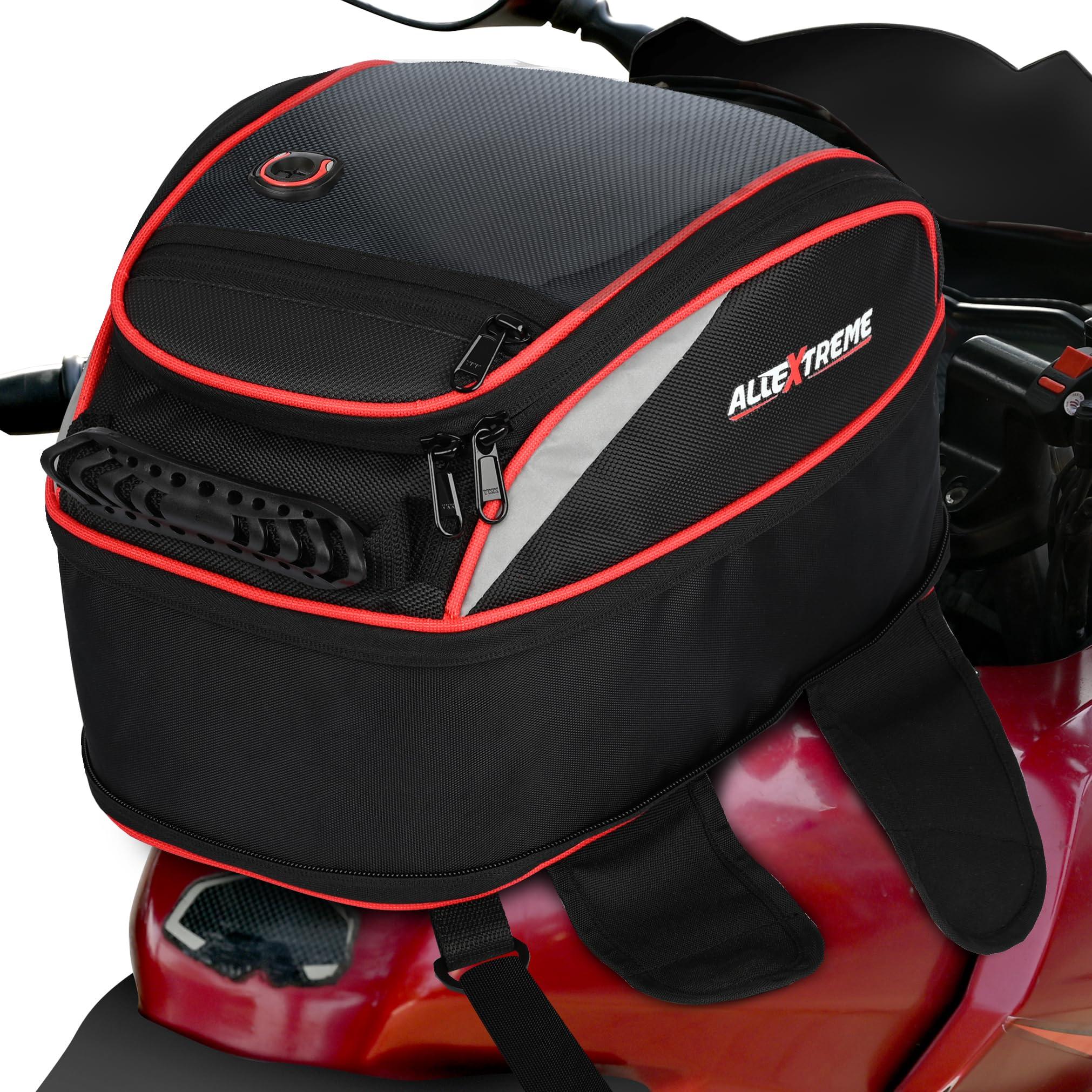 Allextreme 21L Magnetic Tank Bag for Bike | Universal Fit Motorcycle Gear with Rain Cover, Strong Magnets & Multi-Pocket Storage | Travel Riding Accessory for Touring & All Bikes (Black)