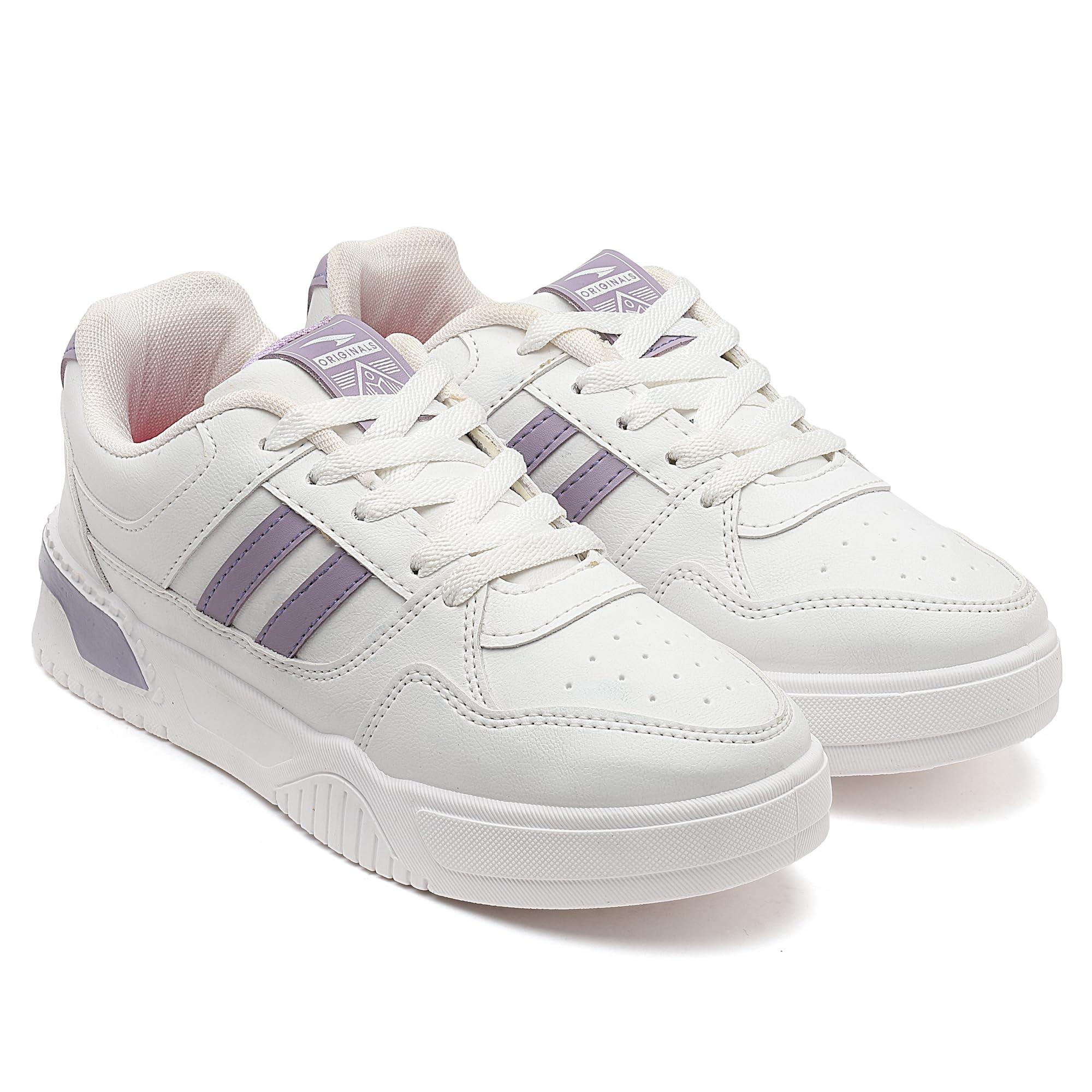 ASIAN Women Paradise-12 Casual Mid Top Sneakers,Stylish and Trendy Shoes with Laces for Women and Girls,Off White LAVNDR,5 UK