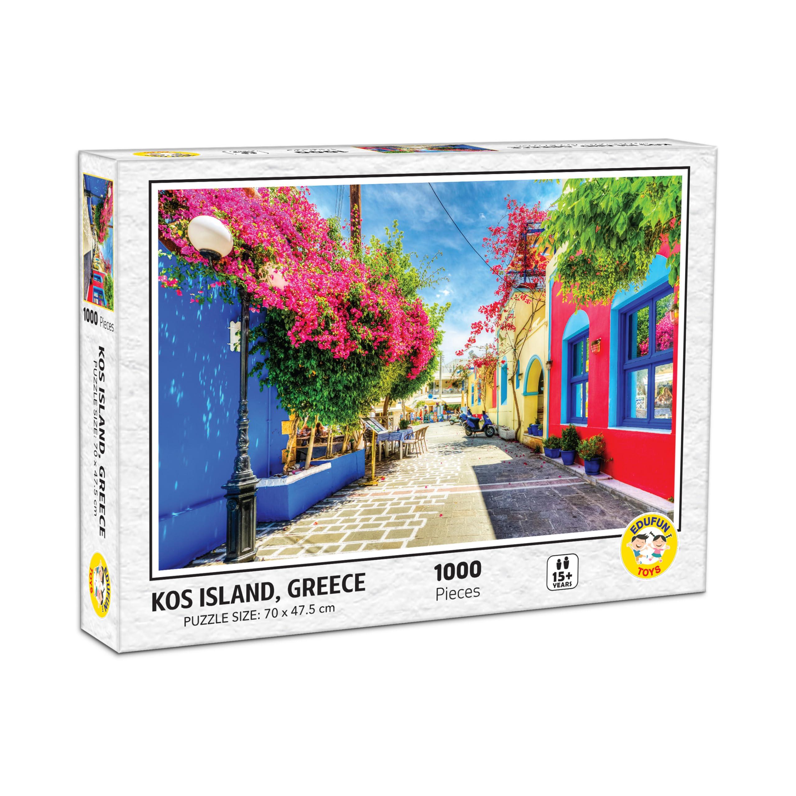 Edufun Toys 1000 Piece Jigsaw Puzzle | Kos Island Greece Challenging Scenic Puzzle | Brain Booster and Stress Relief Game, Gift for Puzzle Lovers | for Adults & Teens