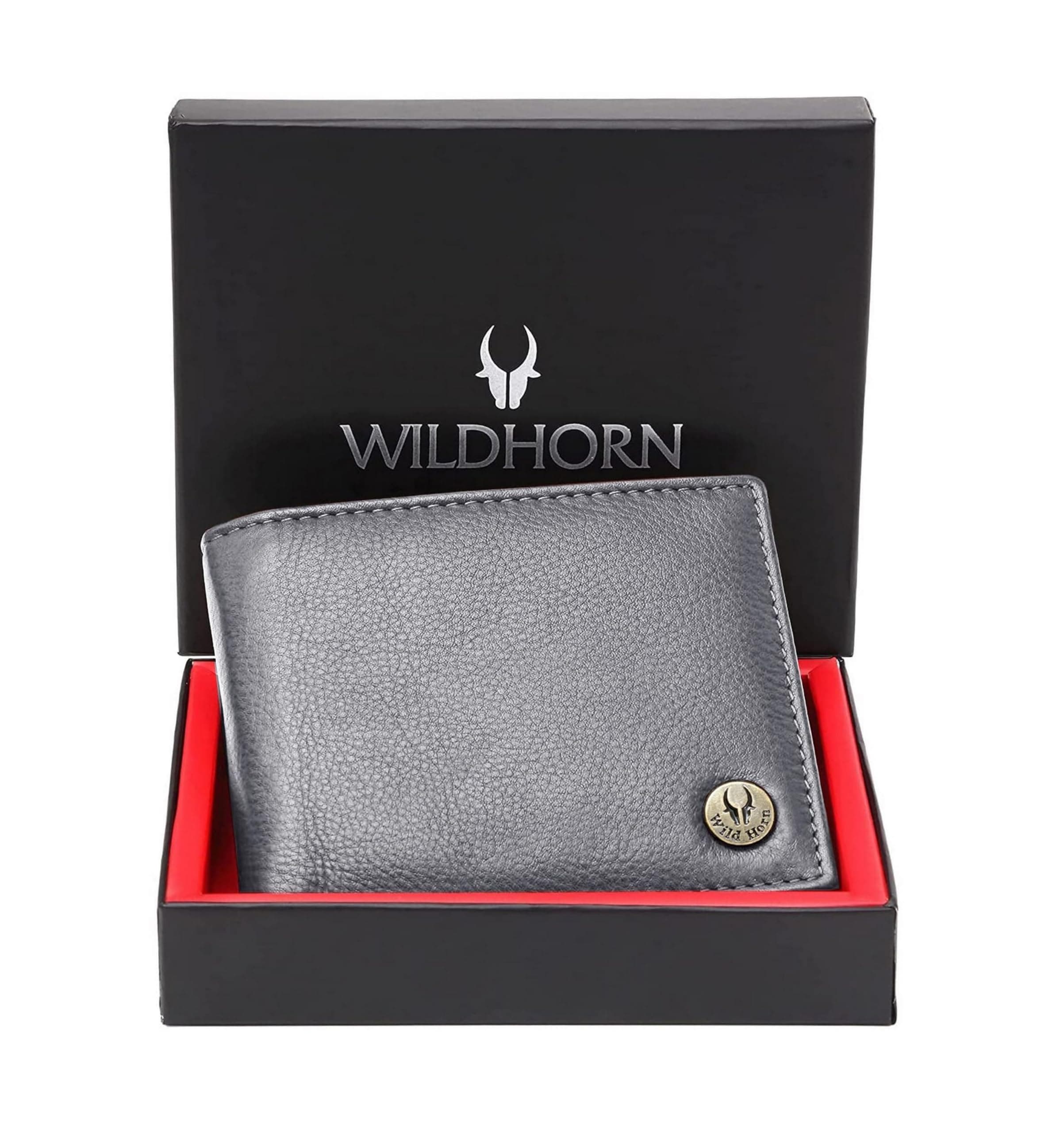 WildHorn Rfid Protected Leather Wallet For Men, Grey