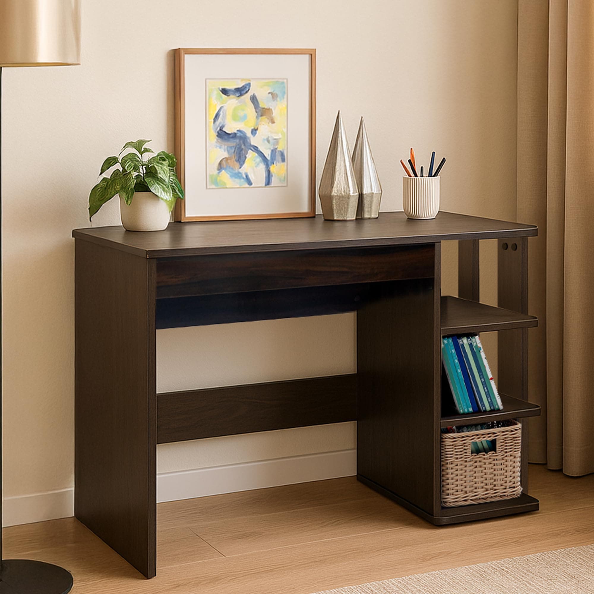 Green Soul Mekong Study Table with Book Shelf for Students, Adults & Professionals | 3 Storage Shelves | Black Colour | 3 Years Warranty